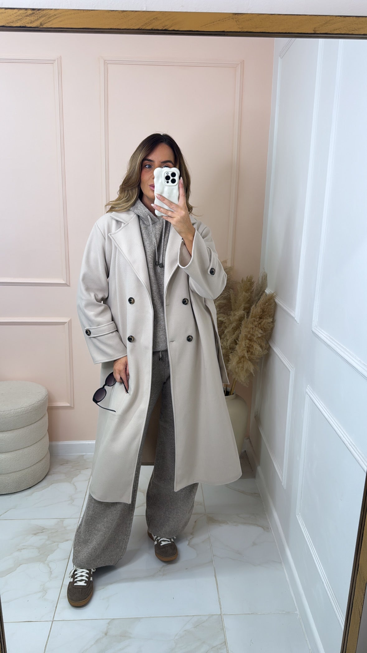 MORGAN beige collar belted trench coat