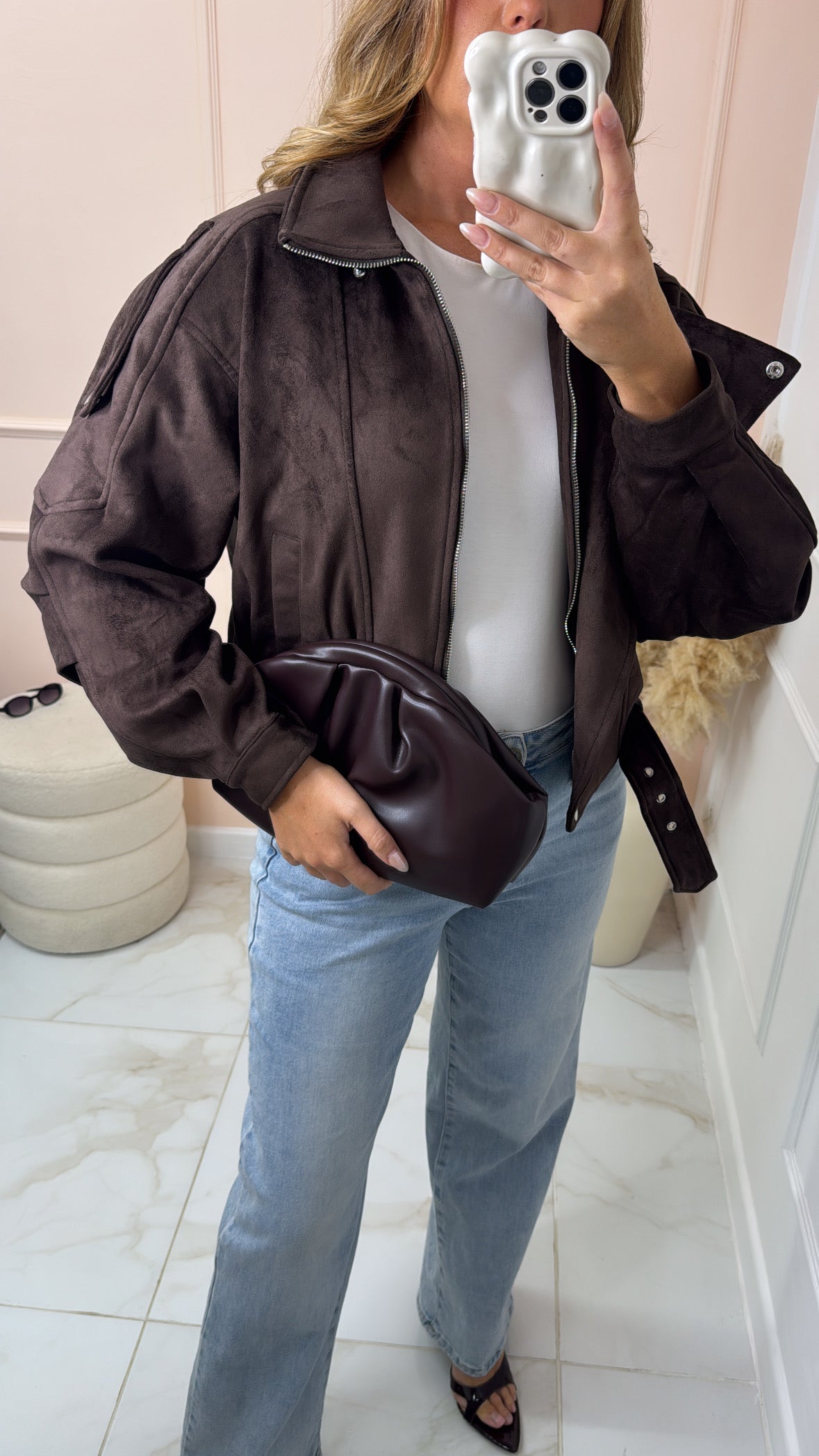 CIARA brown suede biker jacket