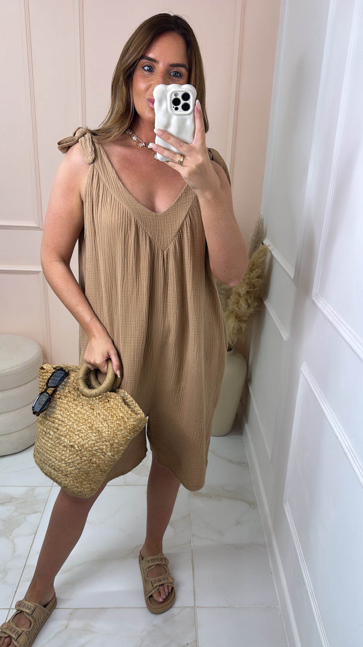 MAEVE beige cheesecloth playsuit