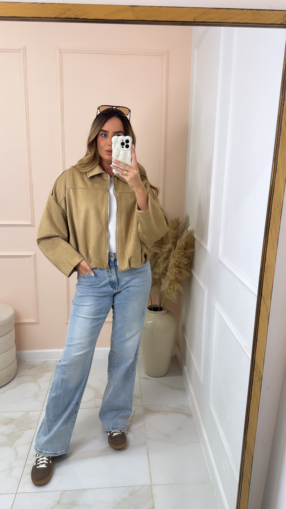 SADIE camel suede utility jacket