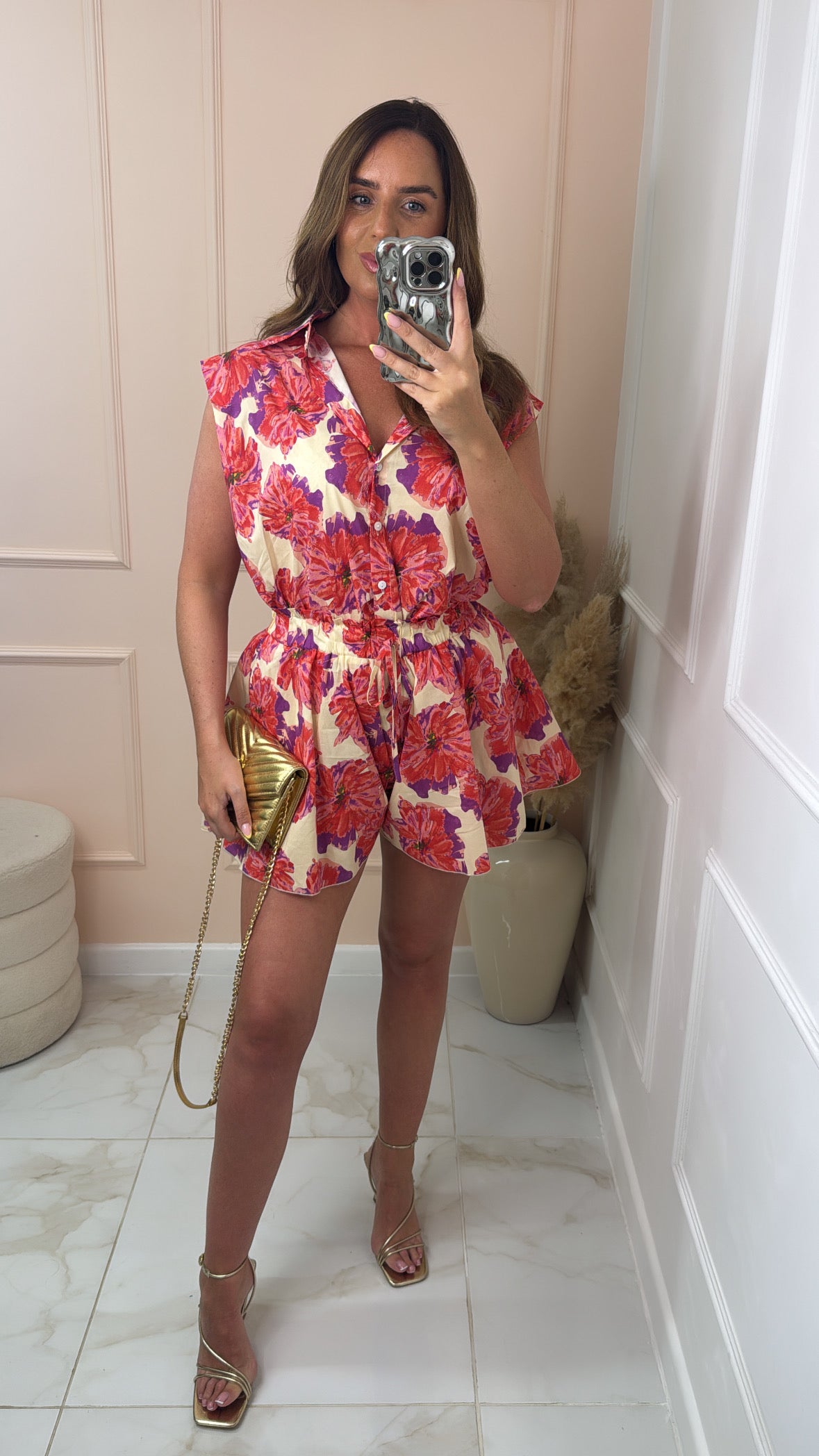 MEL coral floral print short set
