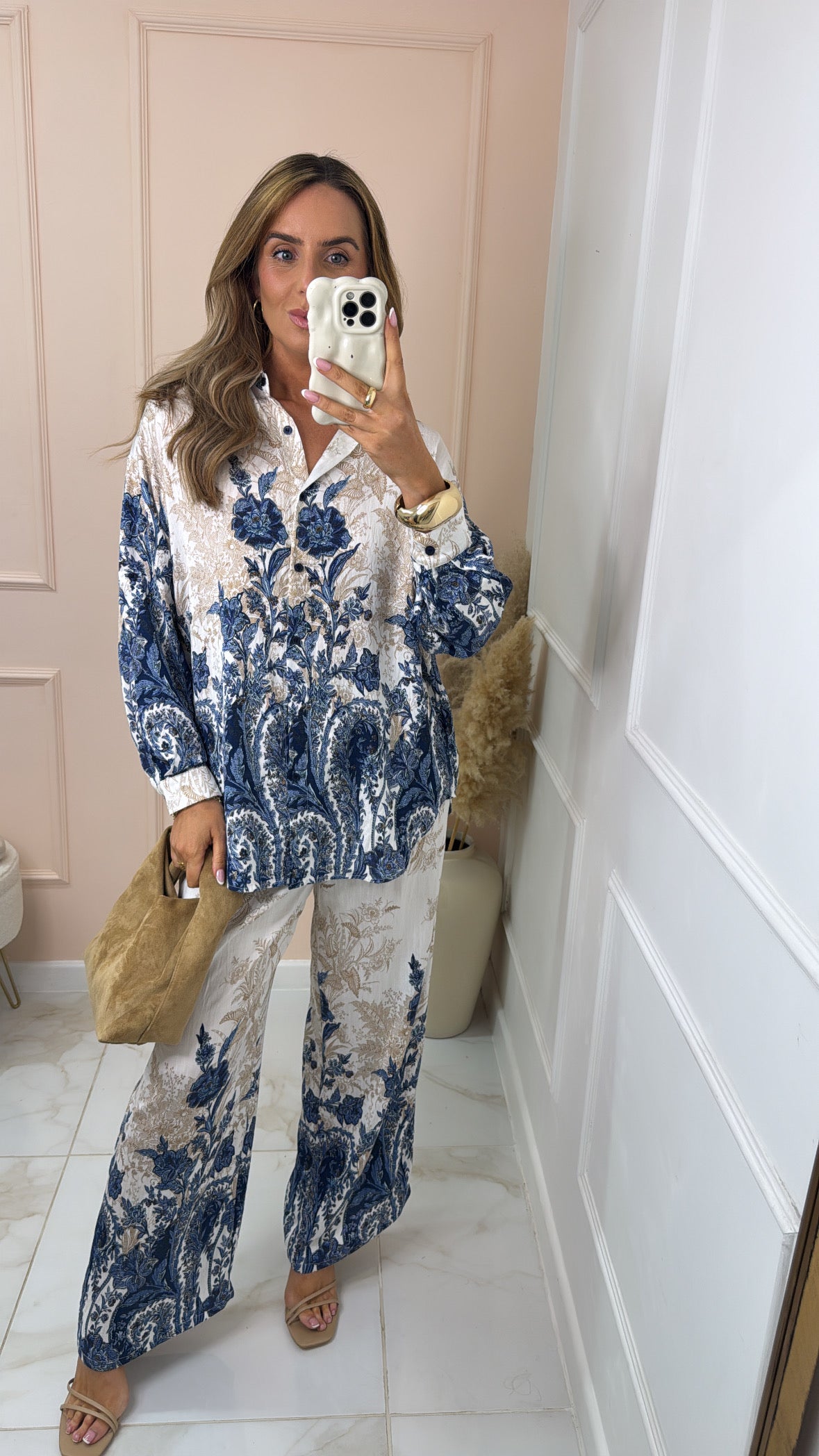 GRACE blue paisley print trouser set