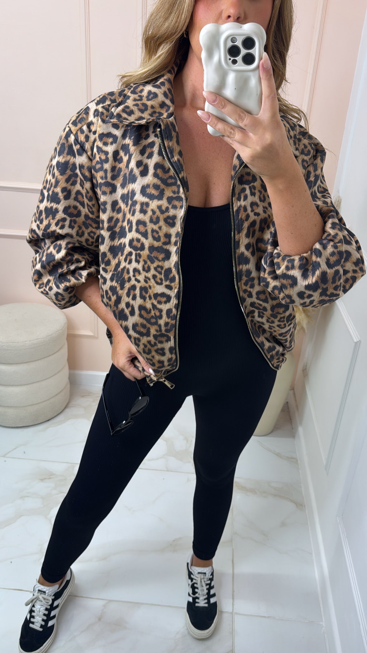 JESSIE leopard soft bomber jacket