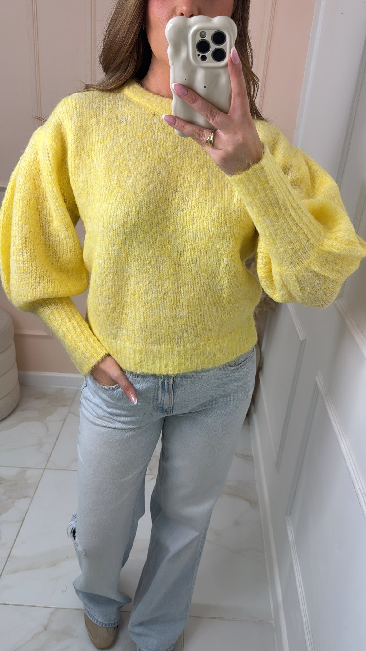 BOBBI yellow puff sleeve jumper