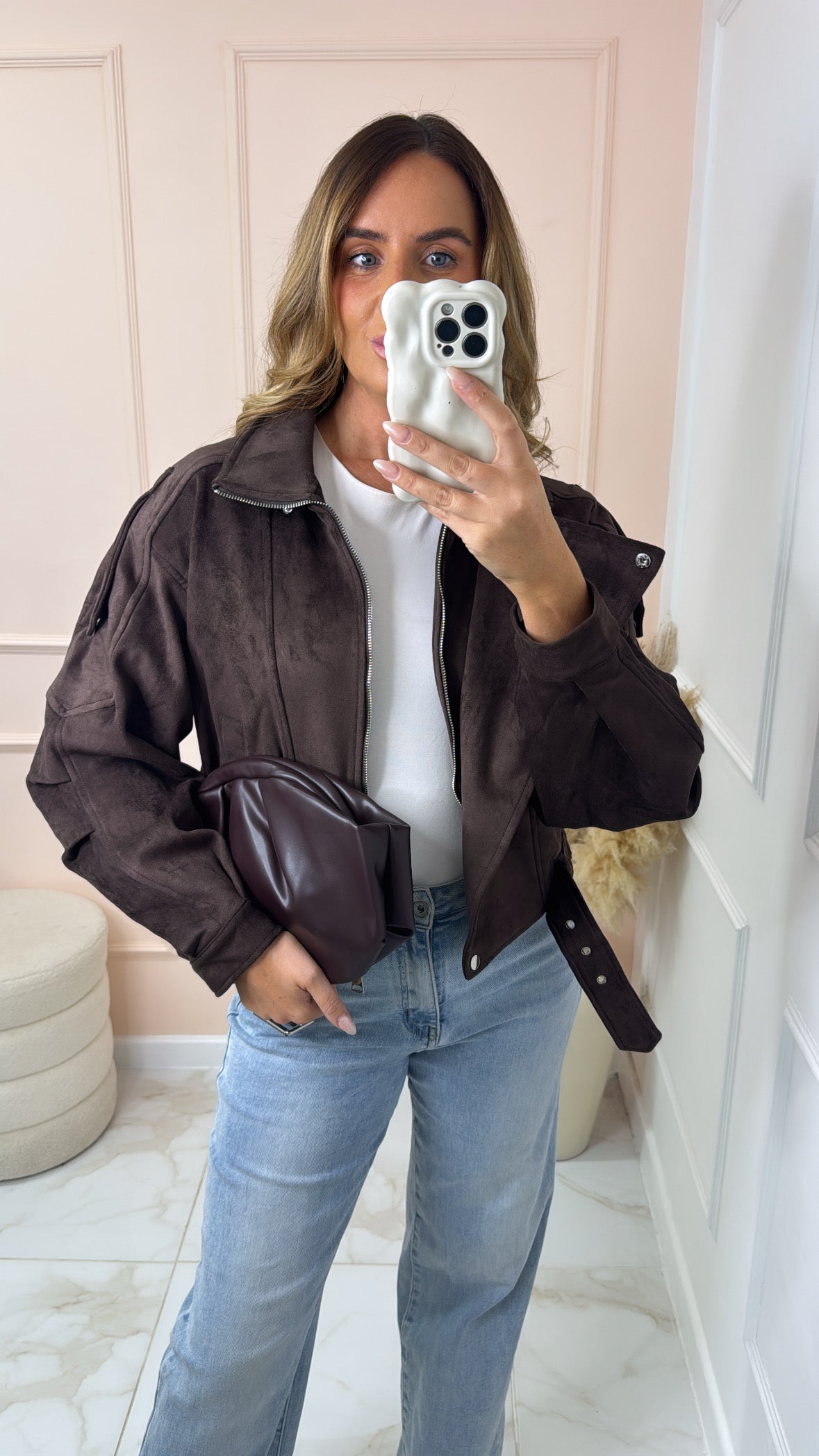 CIARA brown suede biker jacket
