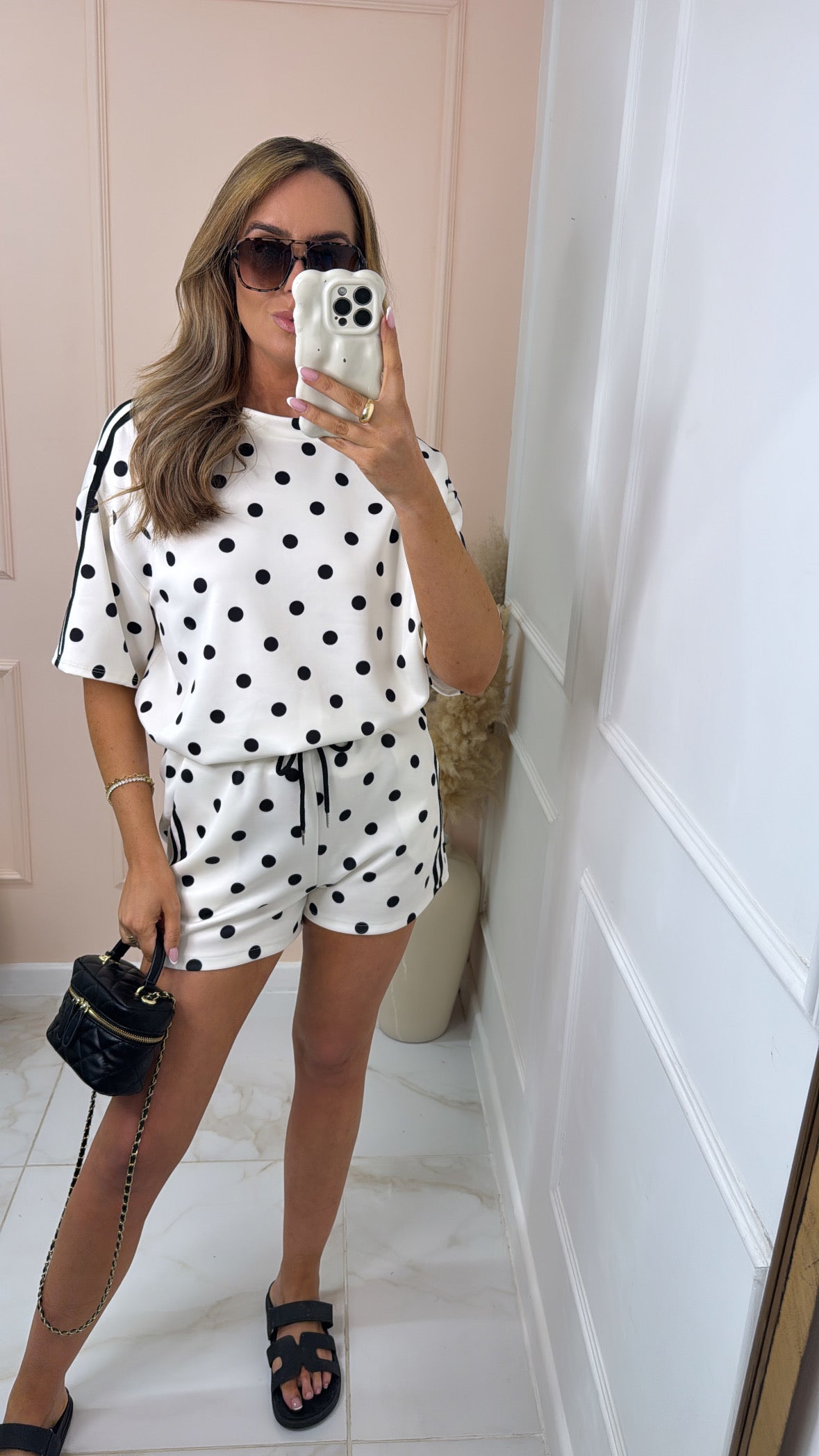 CICI white polka dot short set
