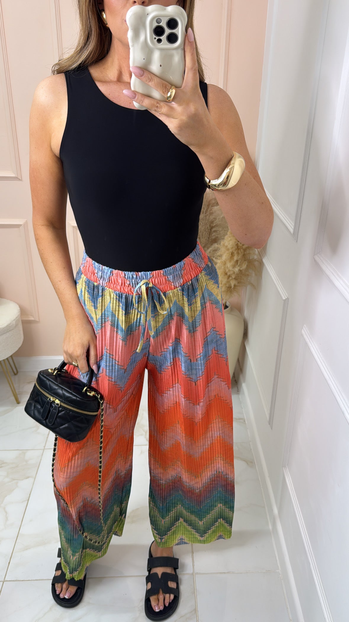 PAIGE orange zig zag print trousers