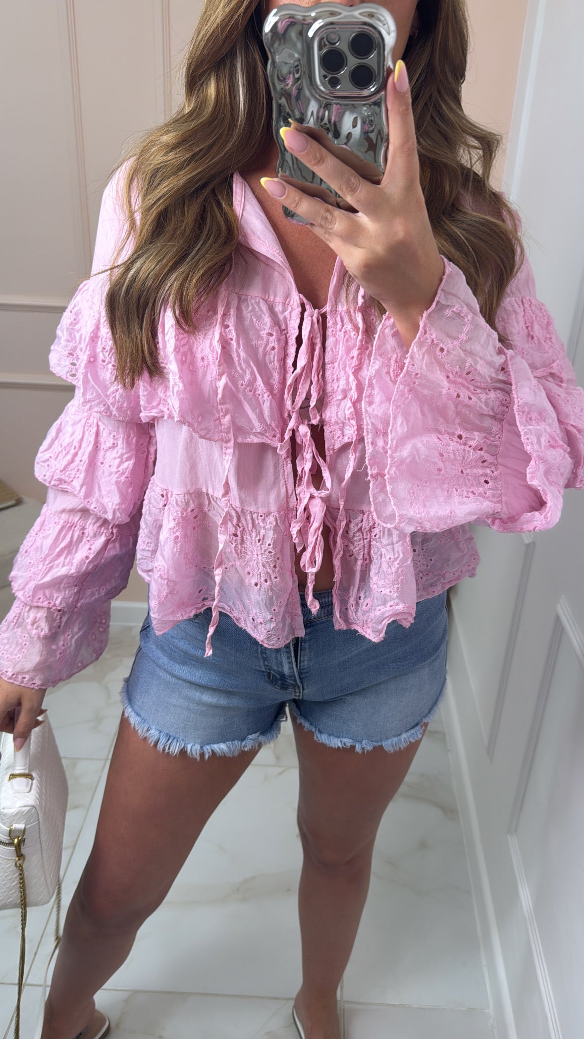 ROMEE pink broderie frill blouse