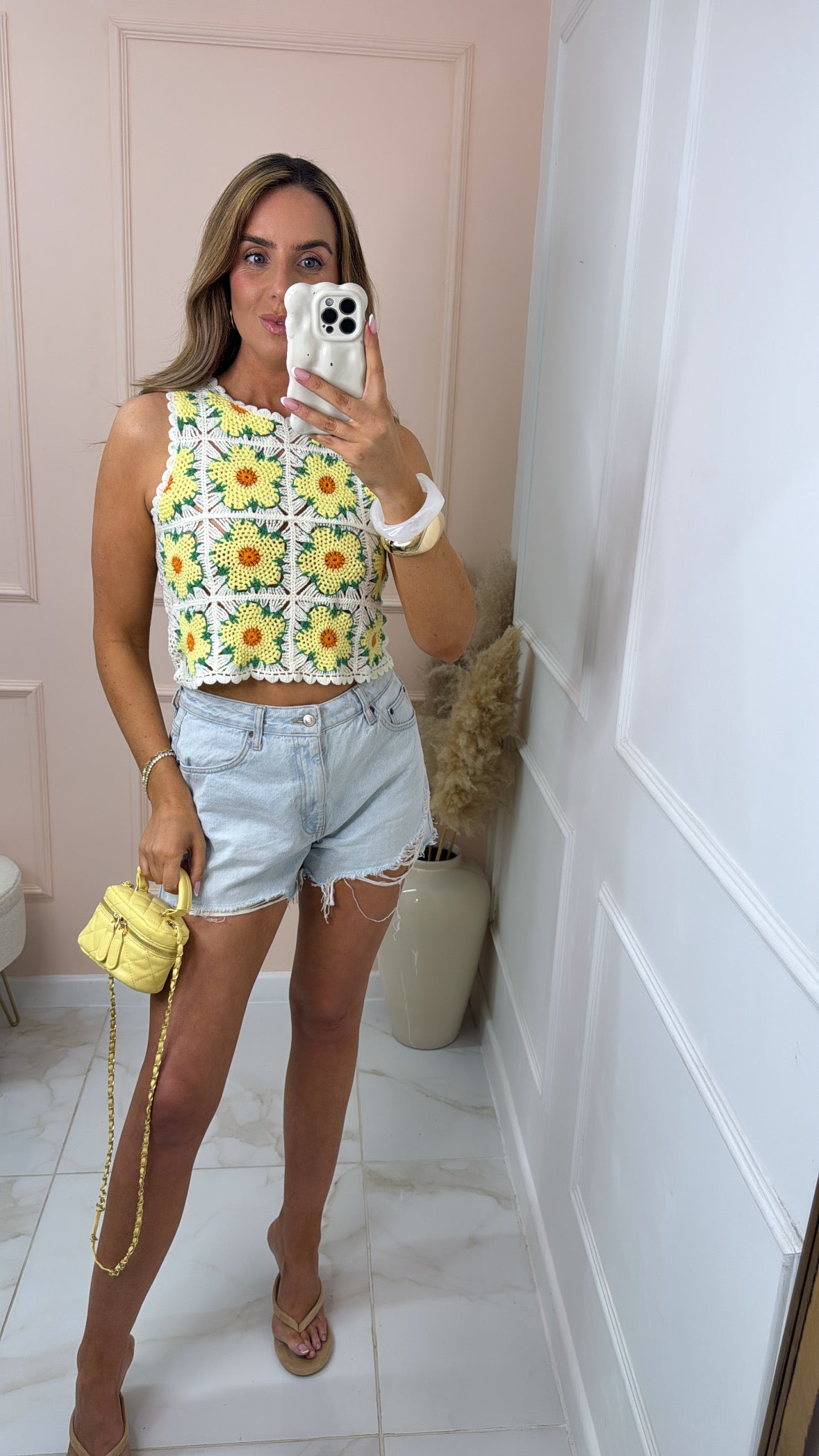 LILLY lemon floral crochet top