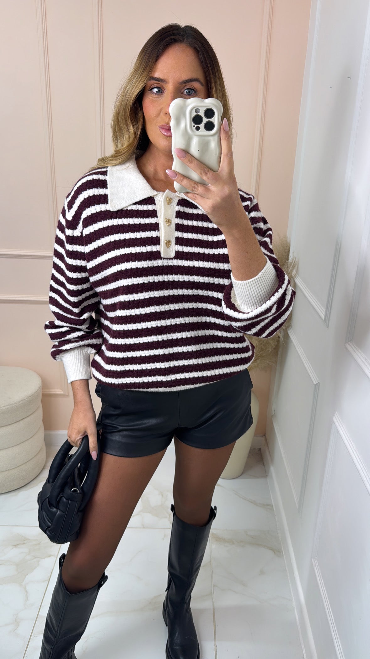 MILLIE burgundy stripe knitted jumper