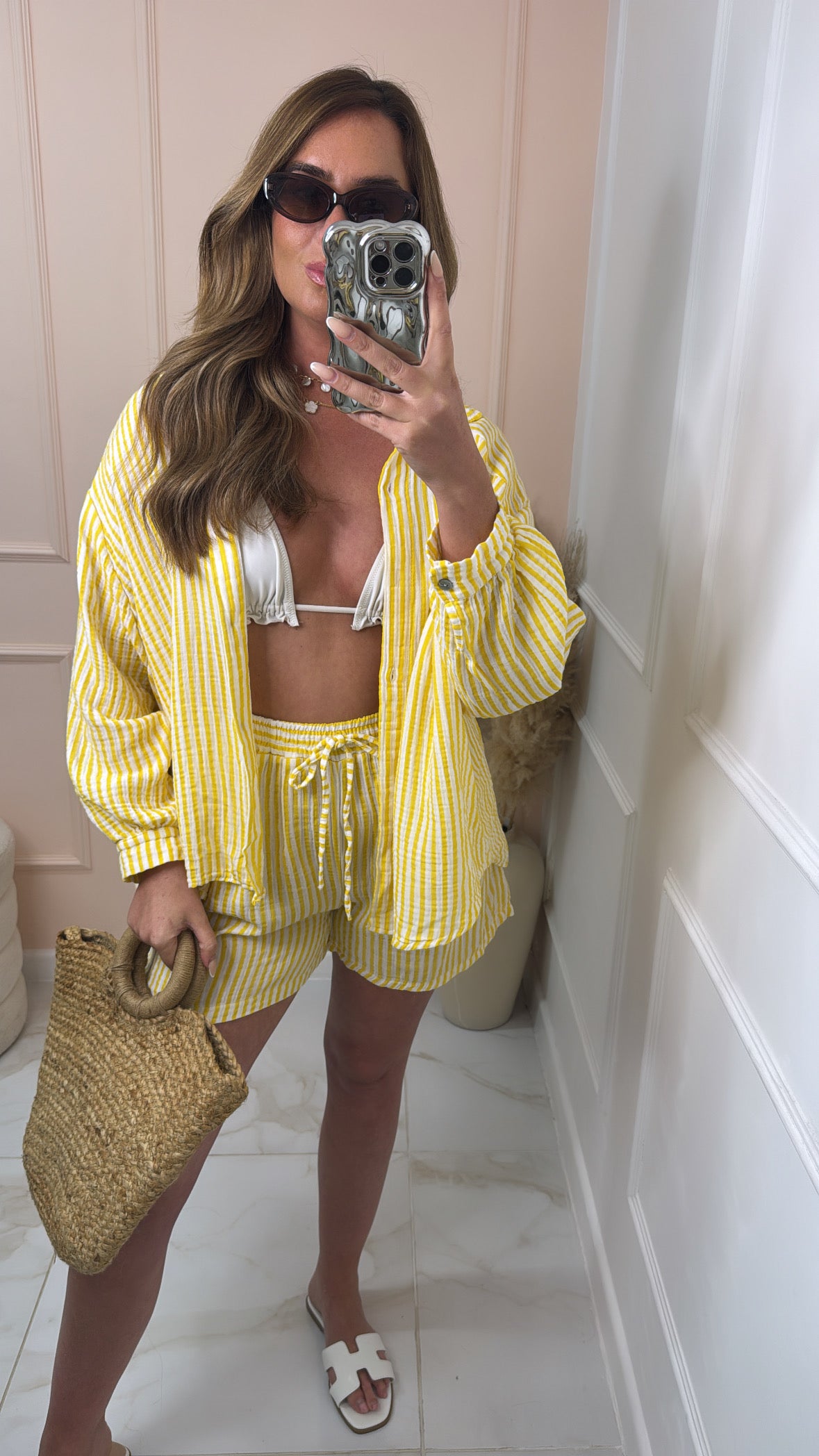 ELLIE lemon stripe short set
