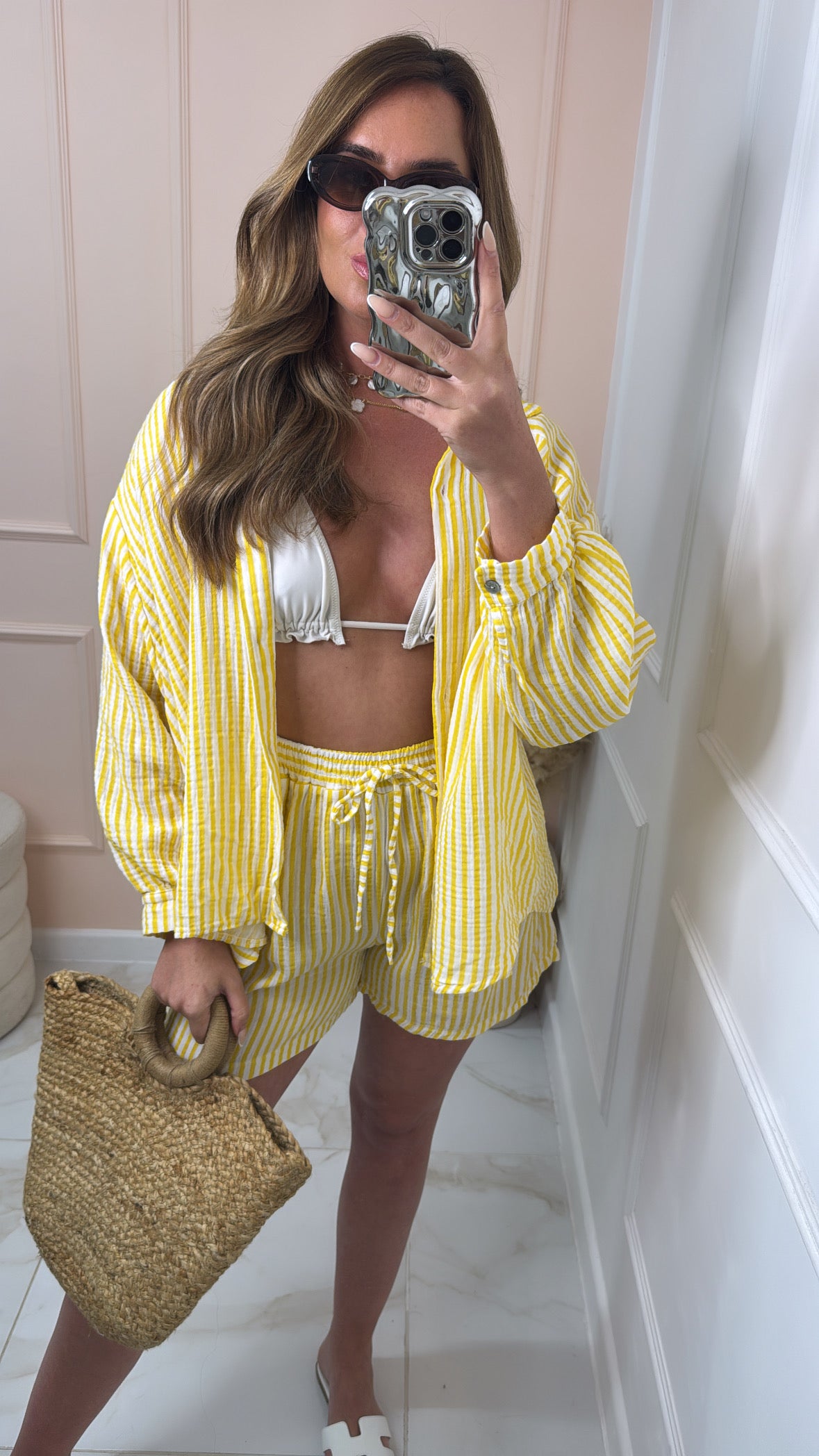ELLIE lemon stripe short set
