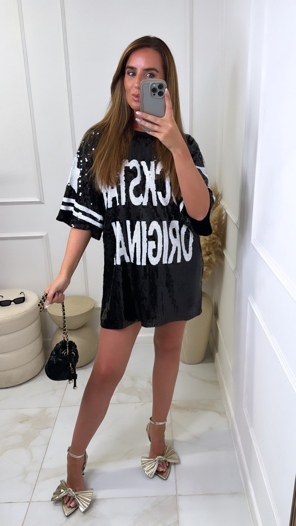ROCKSTAR black sequin oversized t-shirt