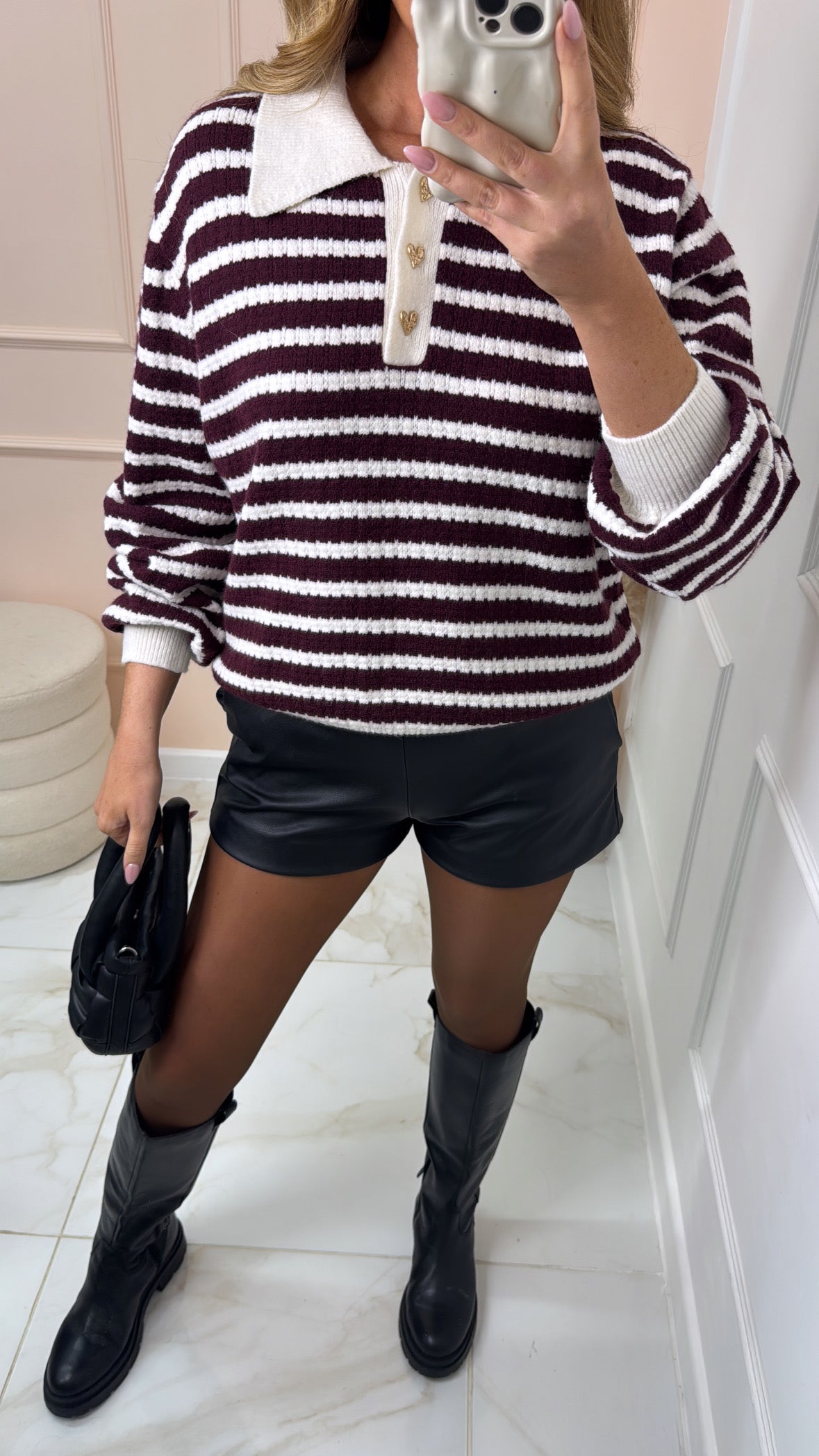 MILLIE burgundy stripe knitted jumper