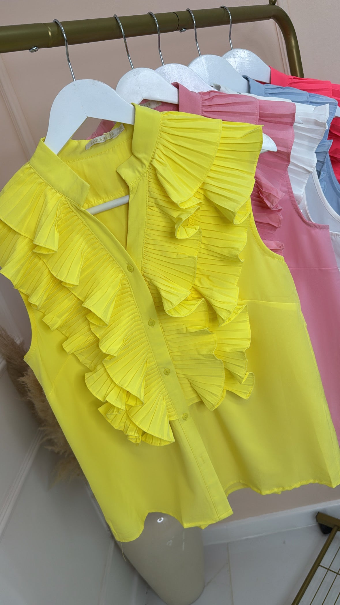 NADIA yellow ruffle sleeveless blouse