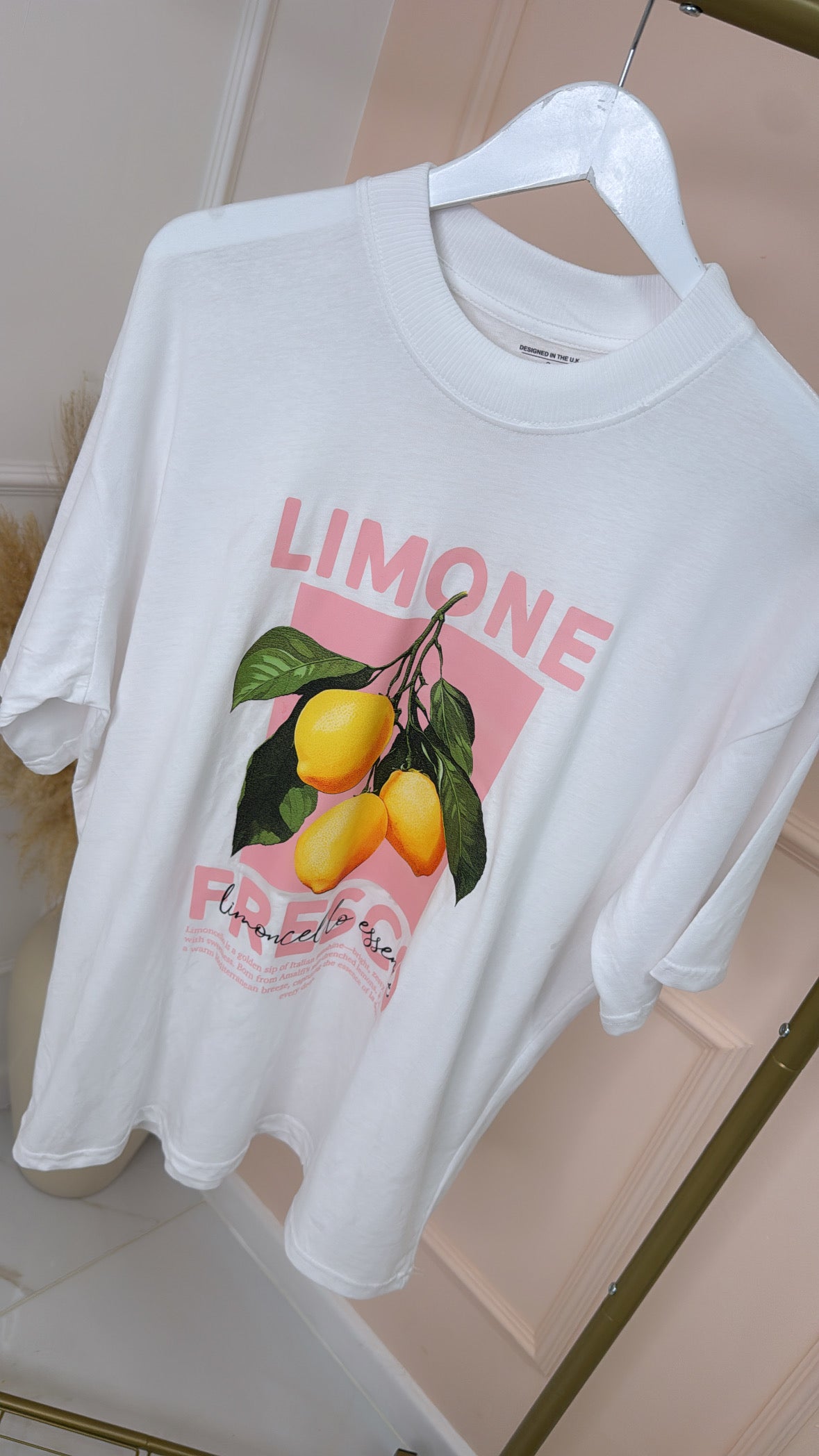 DARA white limone printed oversized t-shirt