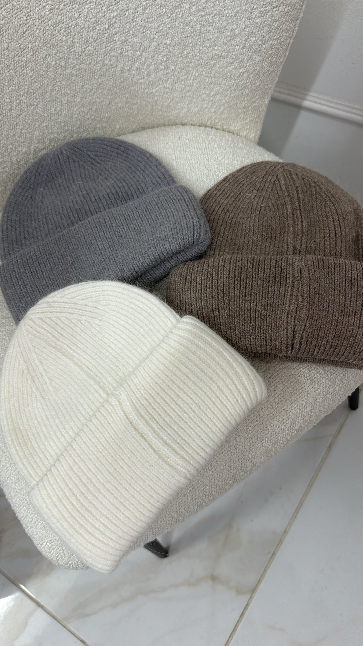 NYLAH cream soft knit beanie hat