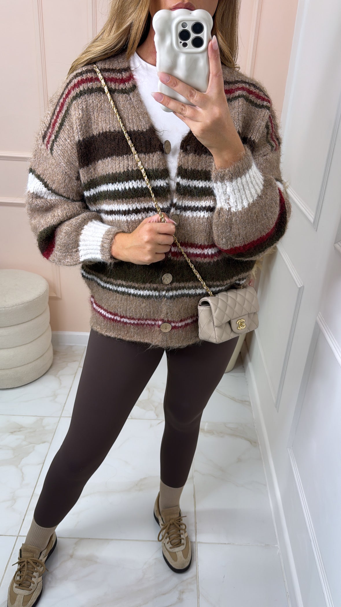 ANNABELLE choc stripe fluffy cardigan