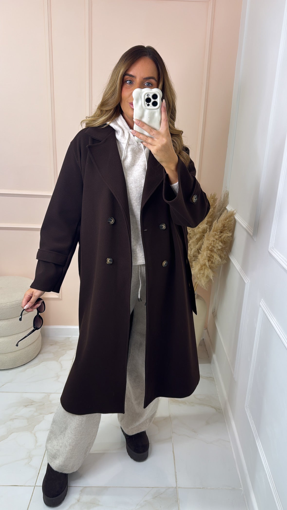 MORGAN brown collar belted trench coat