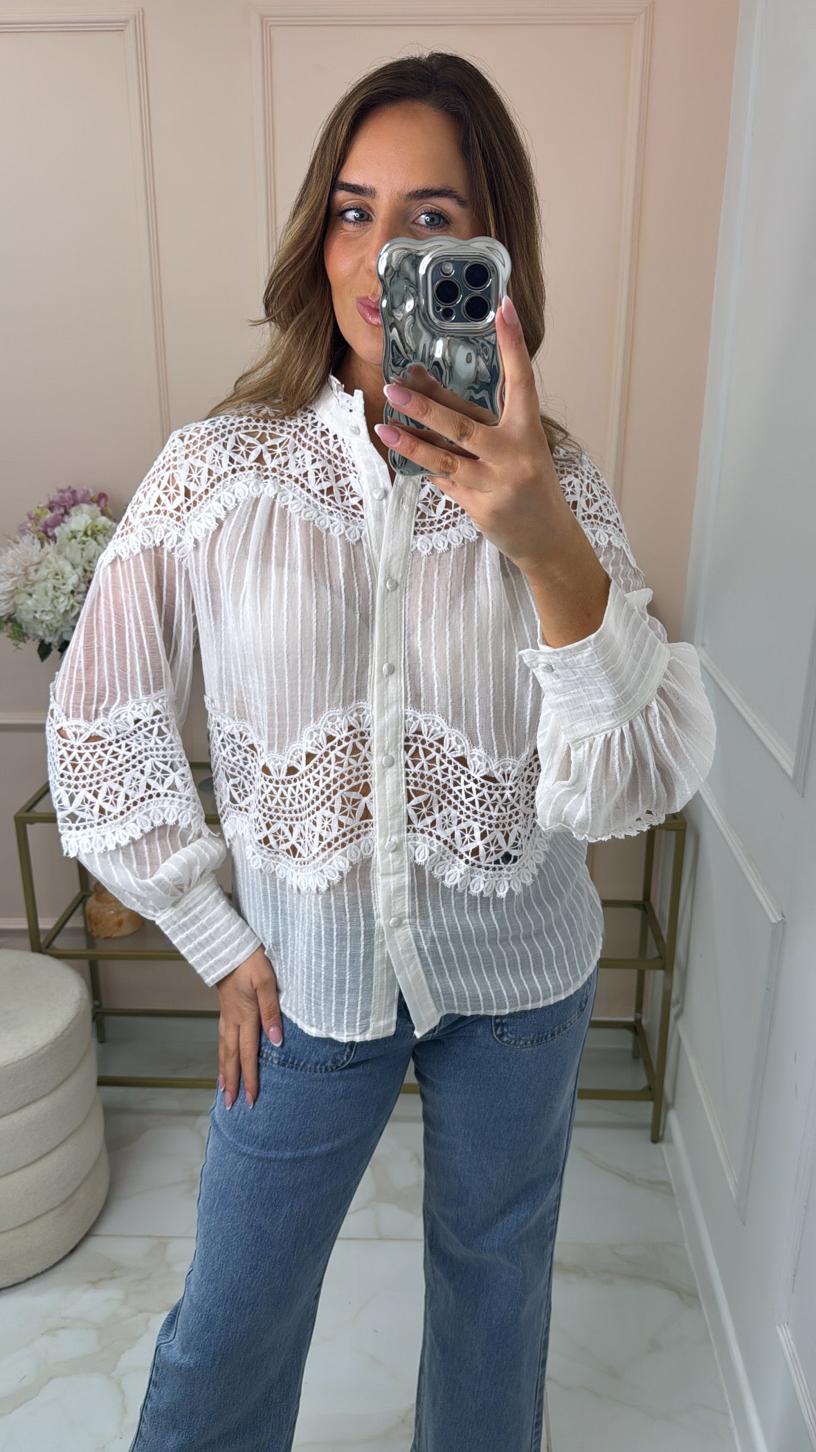 MAEVE white crochet blouse