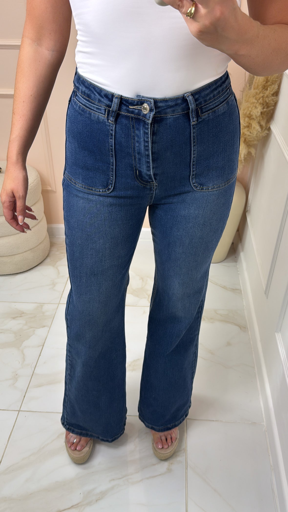 SHARNA dark wash kick flare jeans