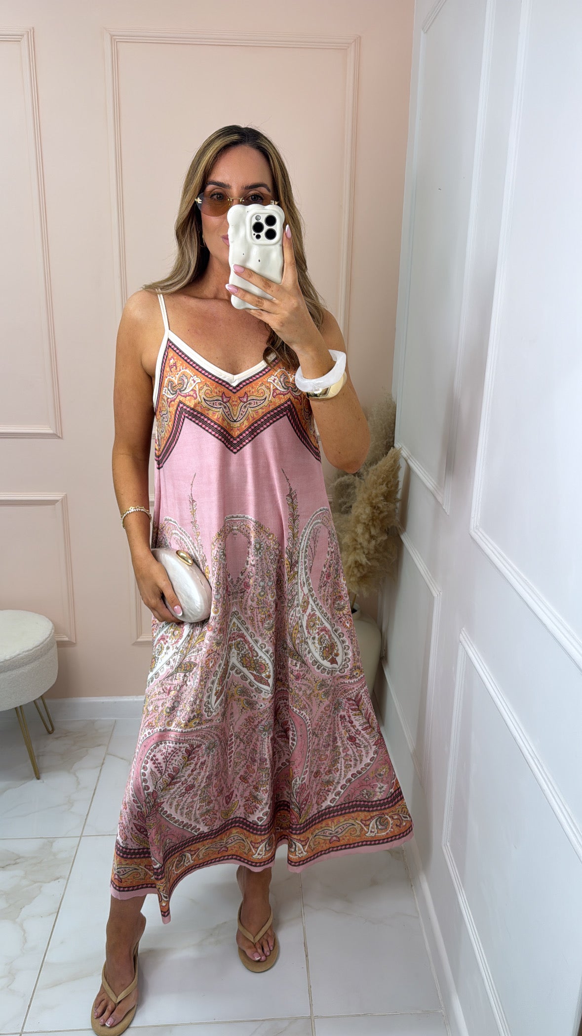 PIPPA pink paisley satin maxi dress