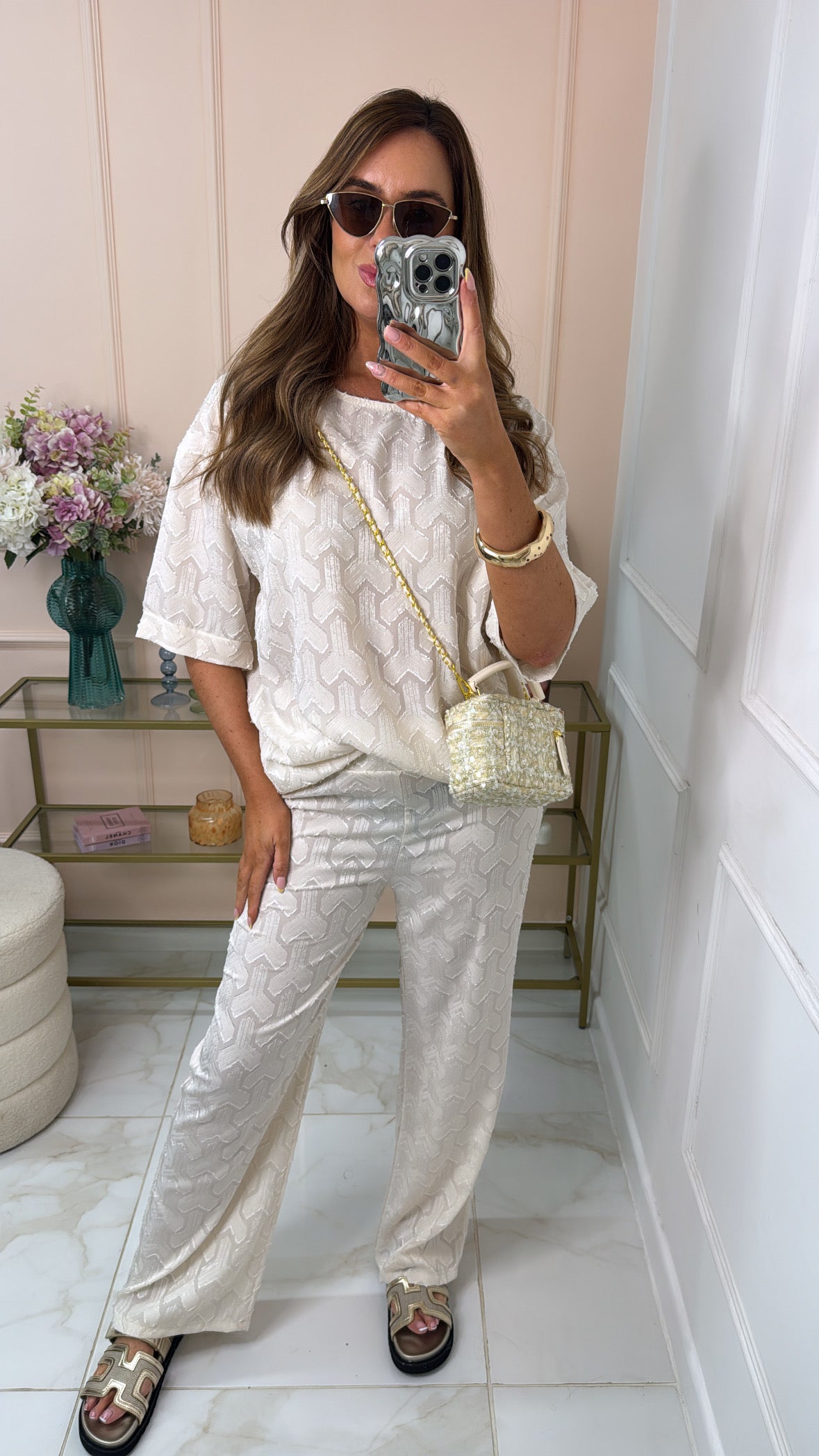SERENA cream textured trouser co-ord