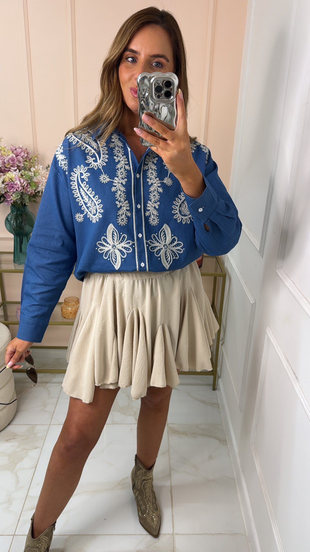 MAEVE embroidered denim shirt