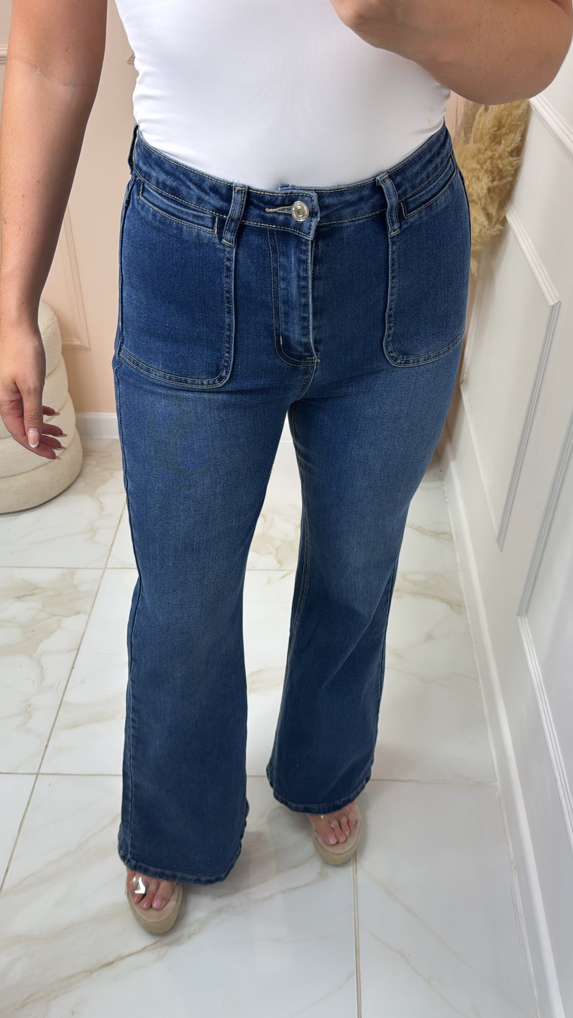 SHARNA dark wash kick flare jeans