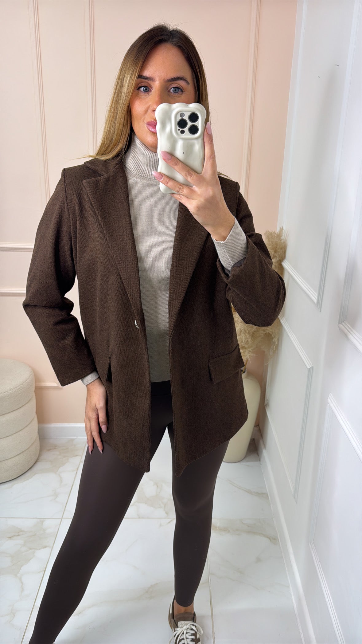 ORLA taupe roll neck jumper