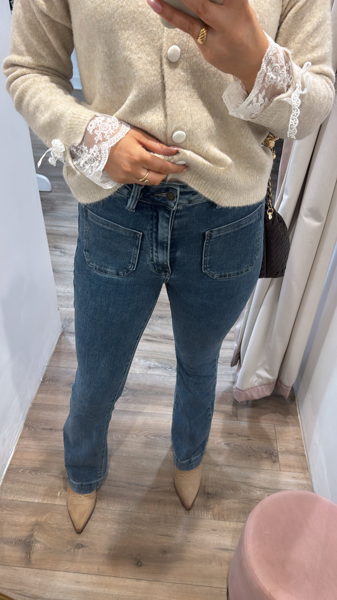 MISSY blue front pocket flared jeans