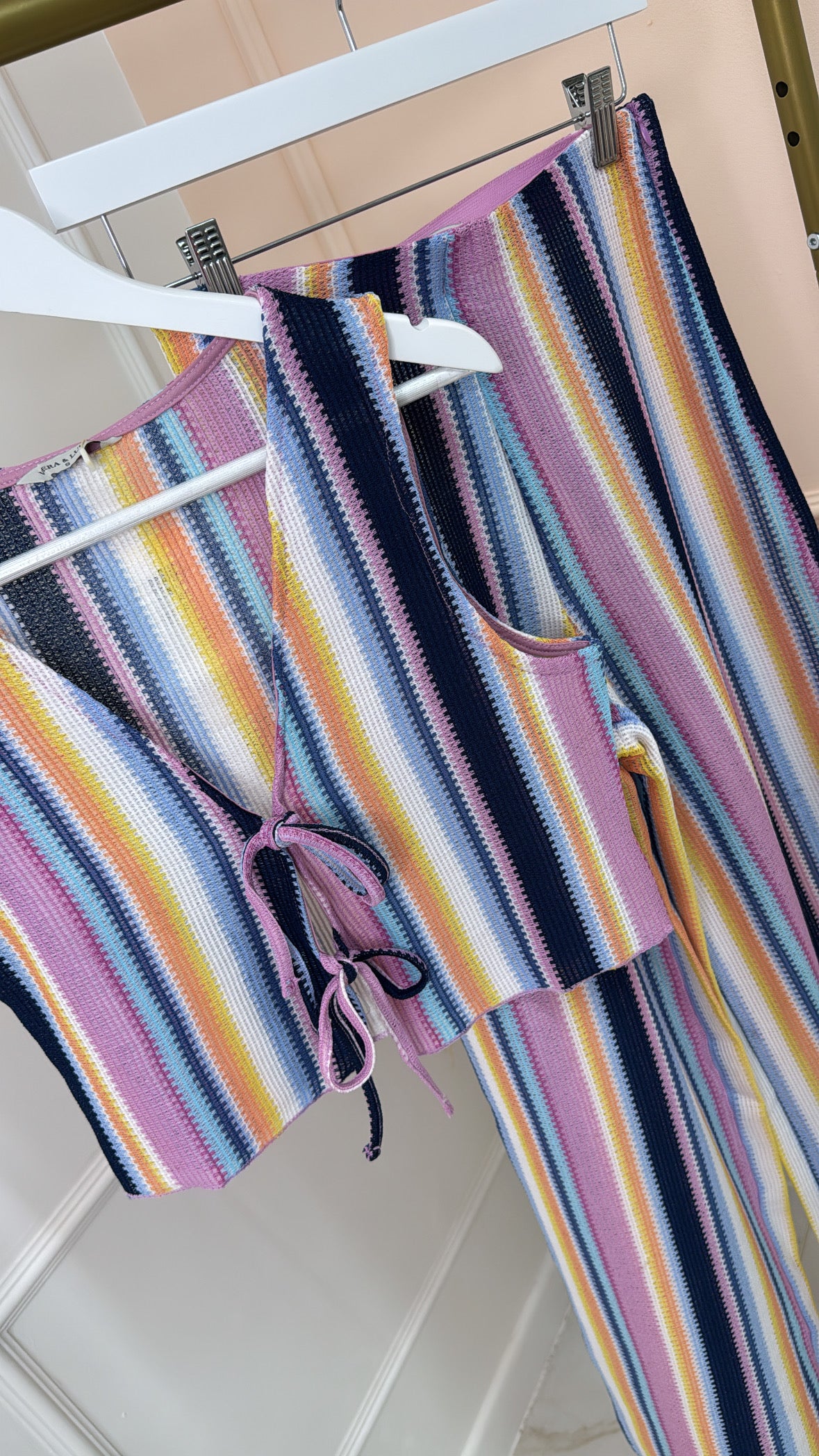 COCO pink & blue stripe trouser set