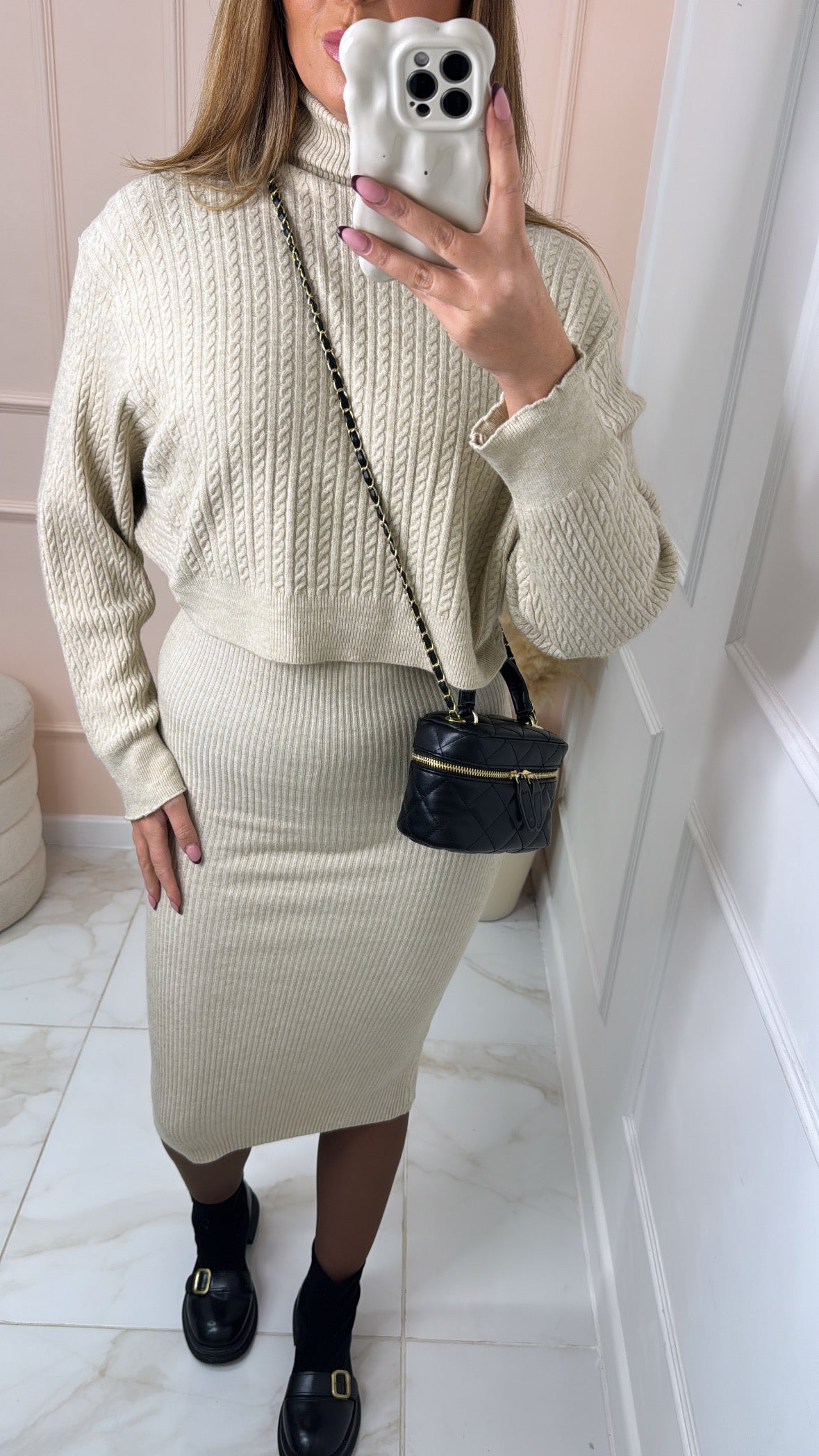 LIBBY beige cable knit co-ord