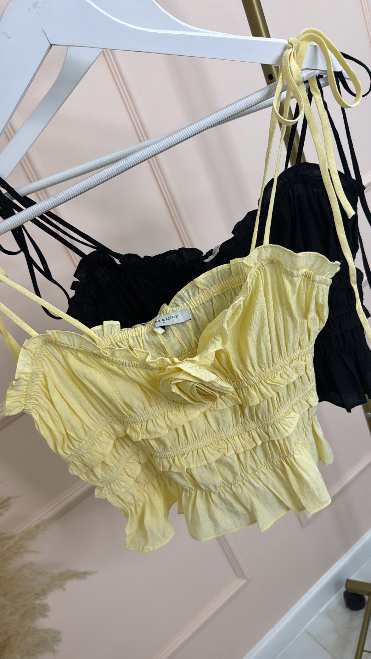 SOFIA lemon floral frill crop top