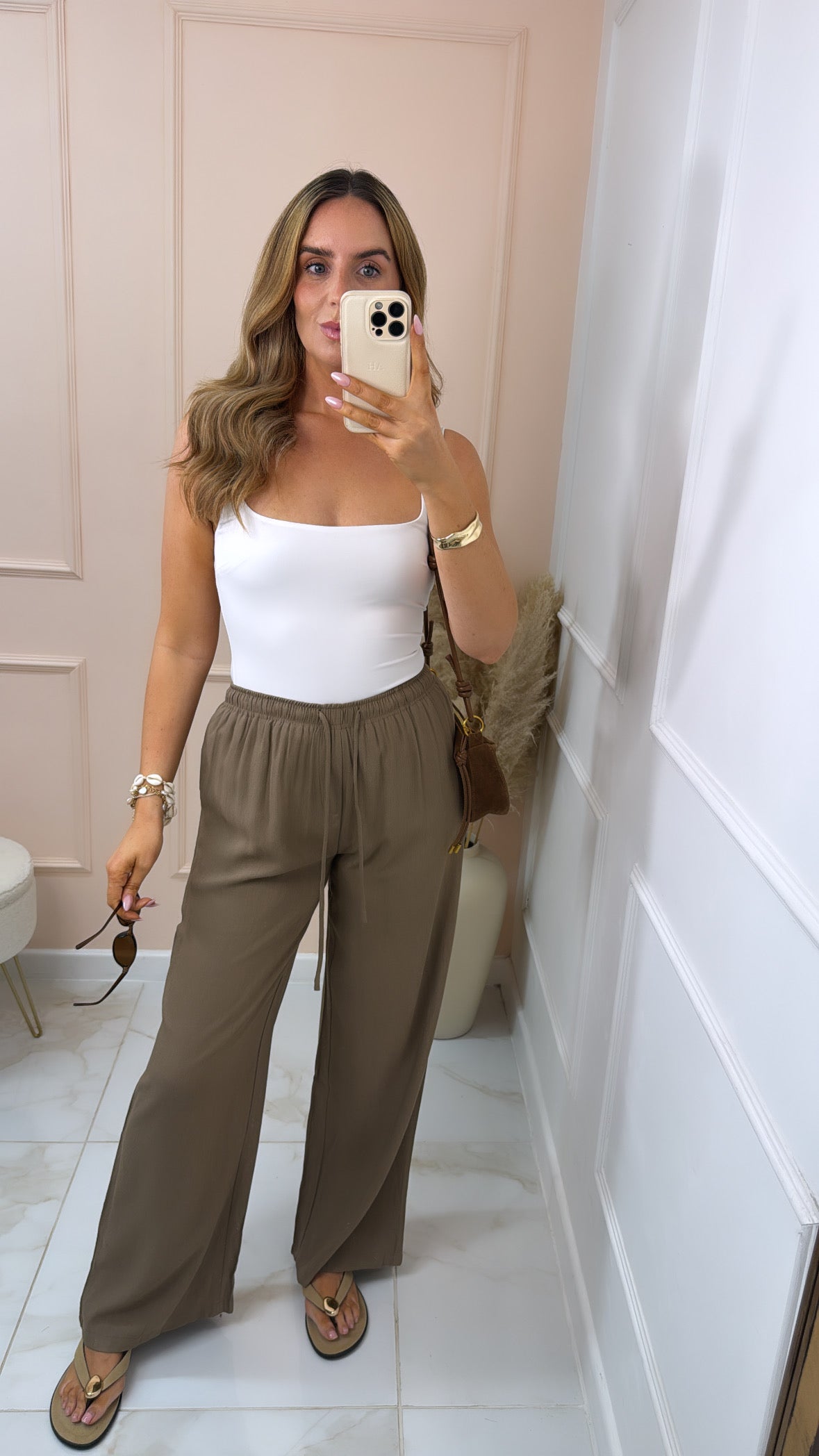 REMI taupe floaty trousers
