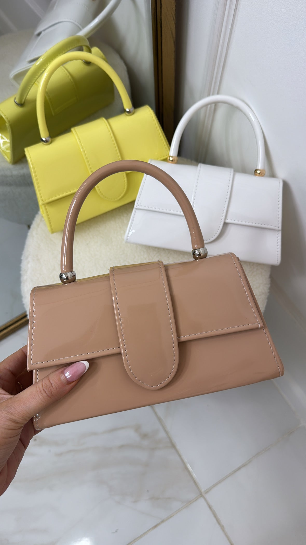 TALIA nude fold over grab bag