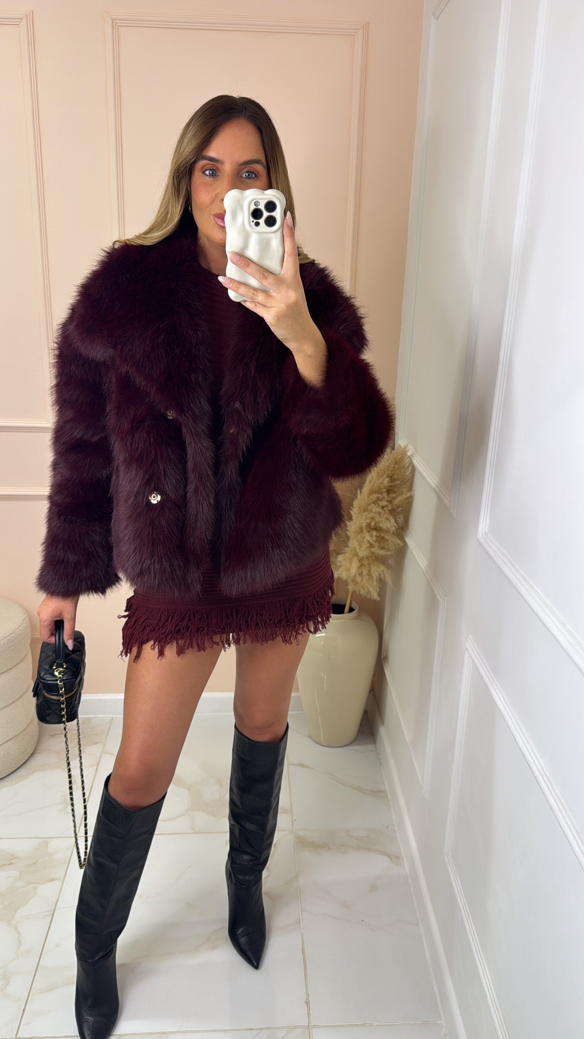 KEELEY wine faux fur soft jacket