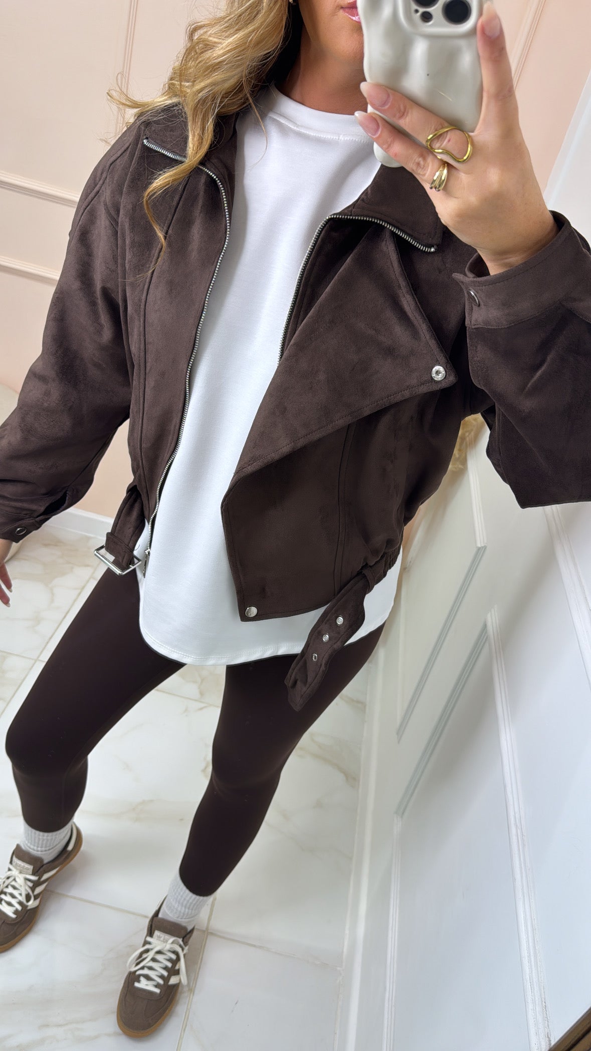CIARA brown suede biker jacket