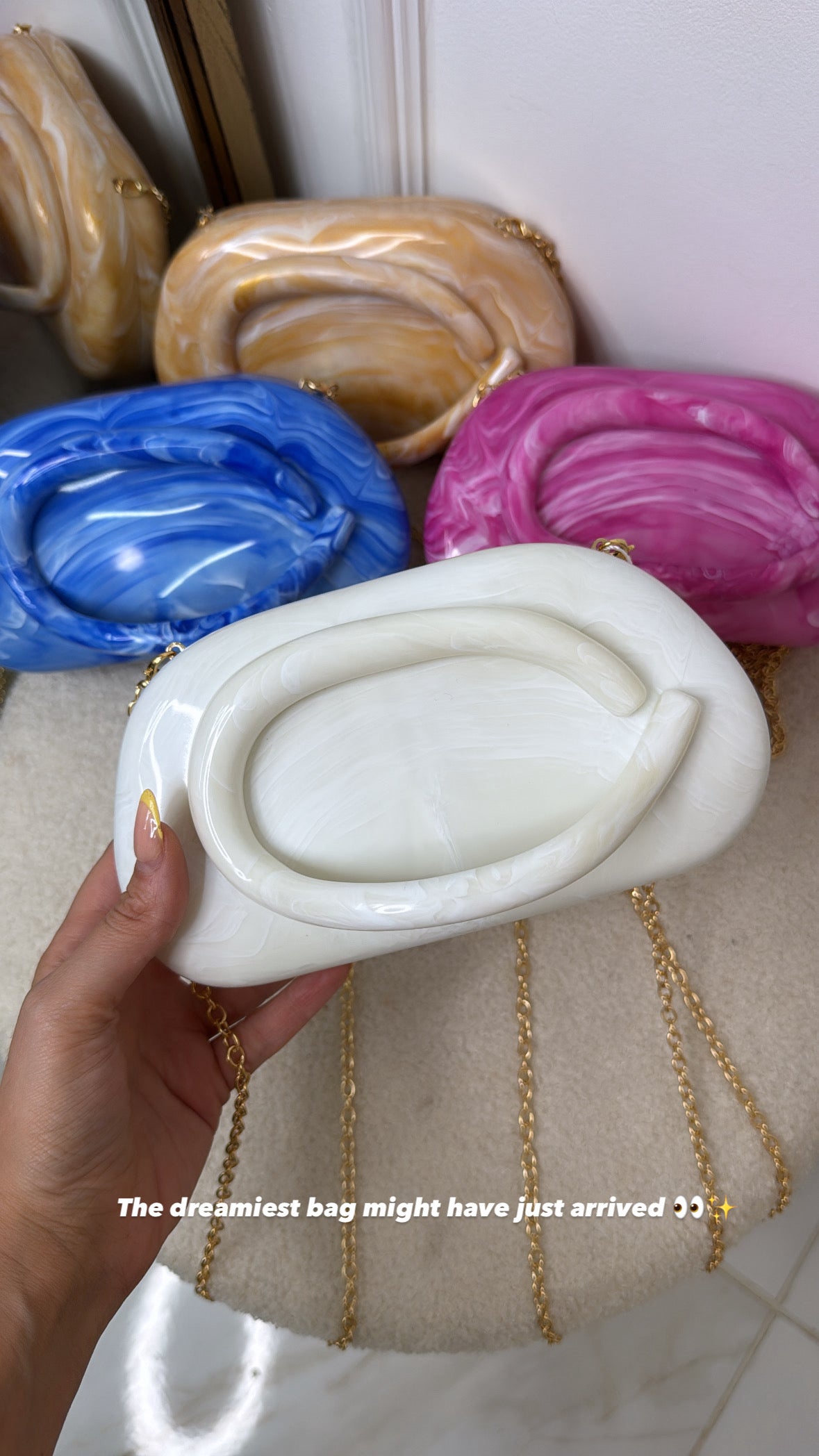 ESME white marble effect bag