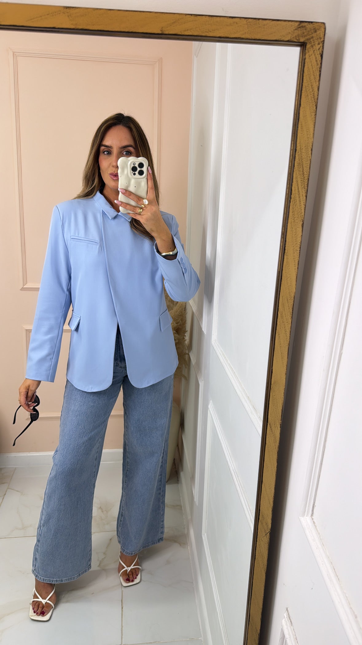 LOTTIE powder blue wrap over blazer