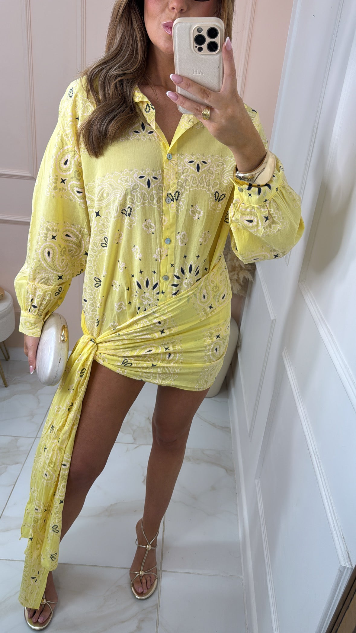 LEXIE yellow bandana print shirt and sarong co-ord