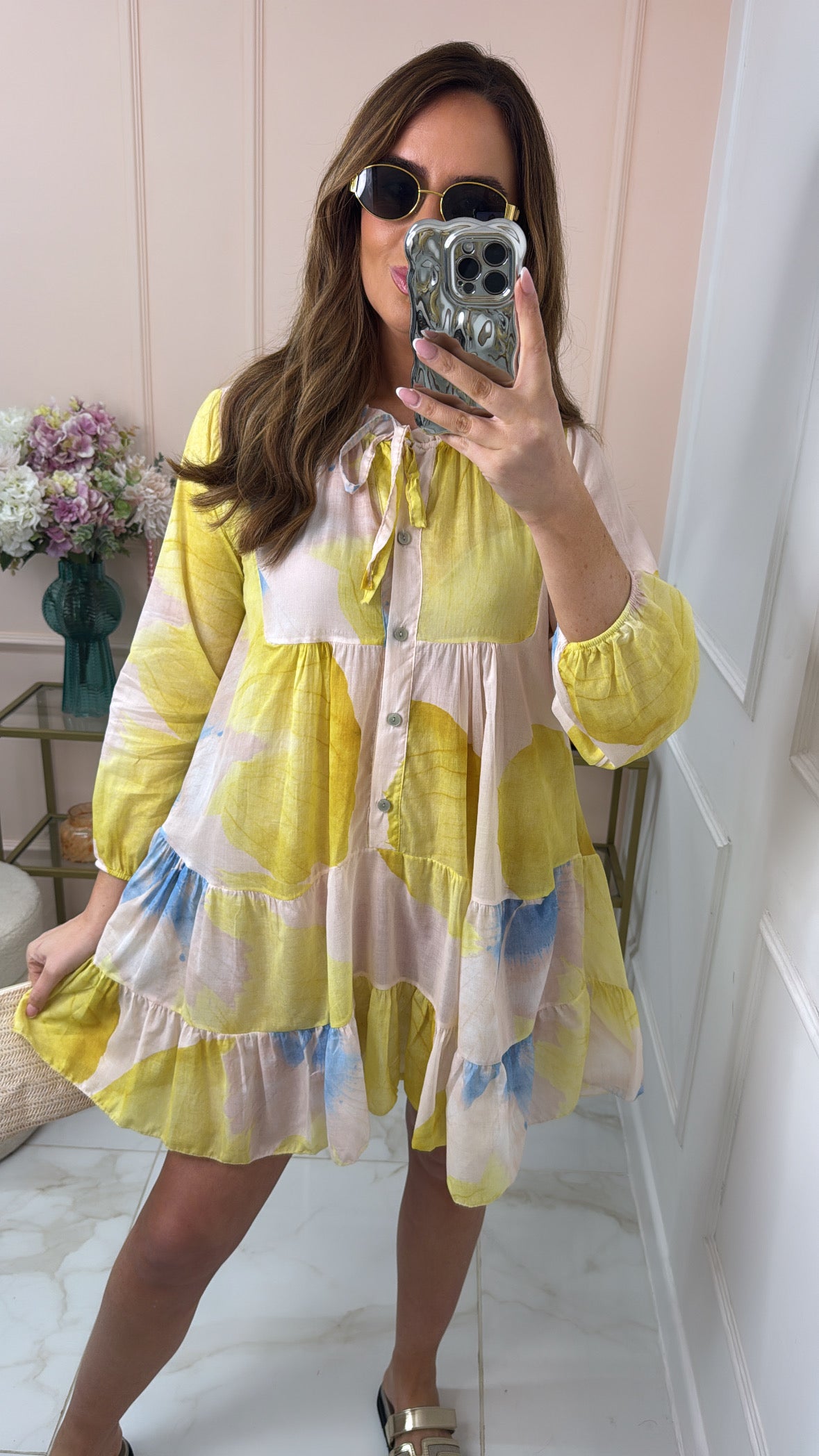 HOLLIE yellow floral beach dress