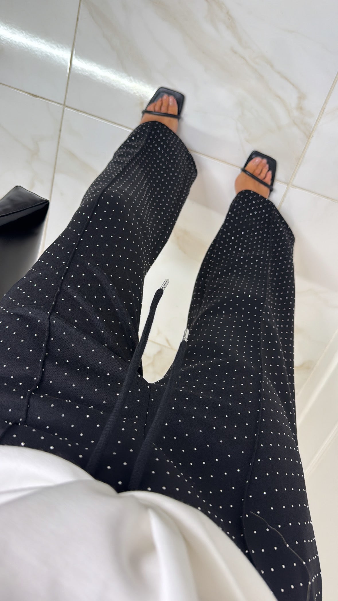 ZOE black pintuck studded trousers