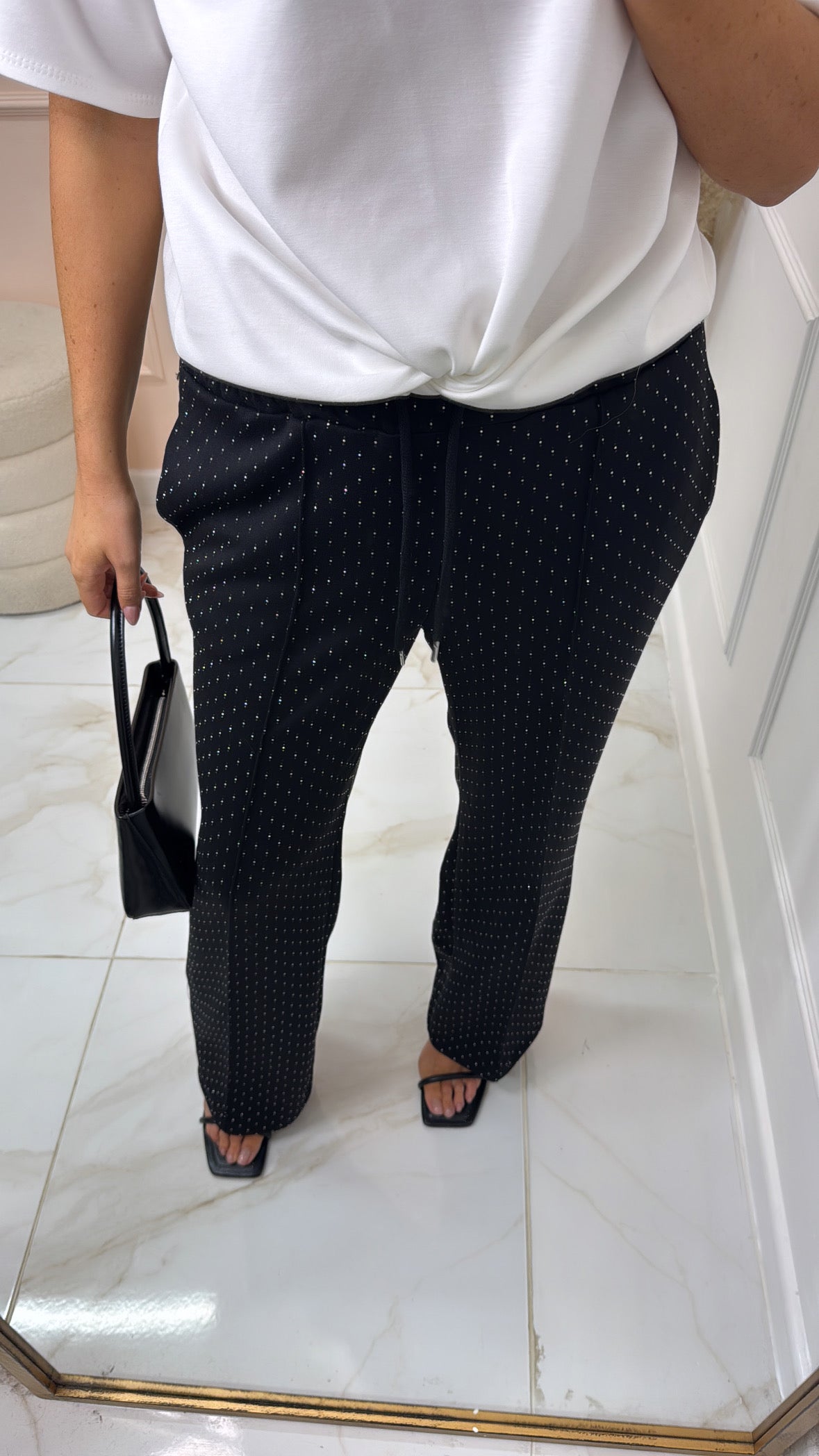 ZOE black pintuck studded trousers
