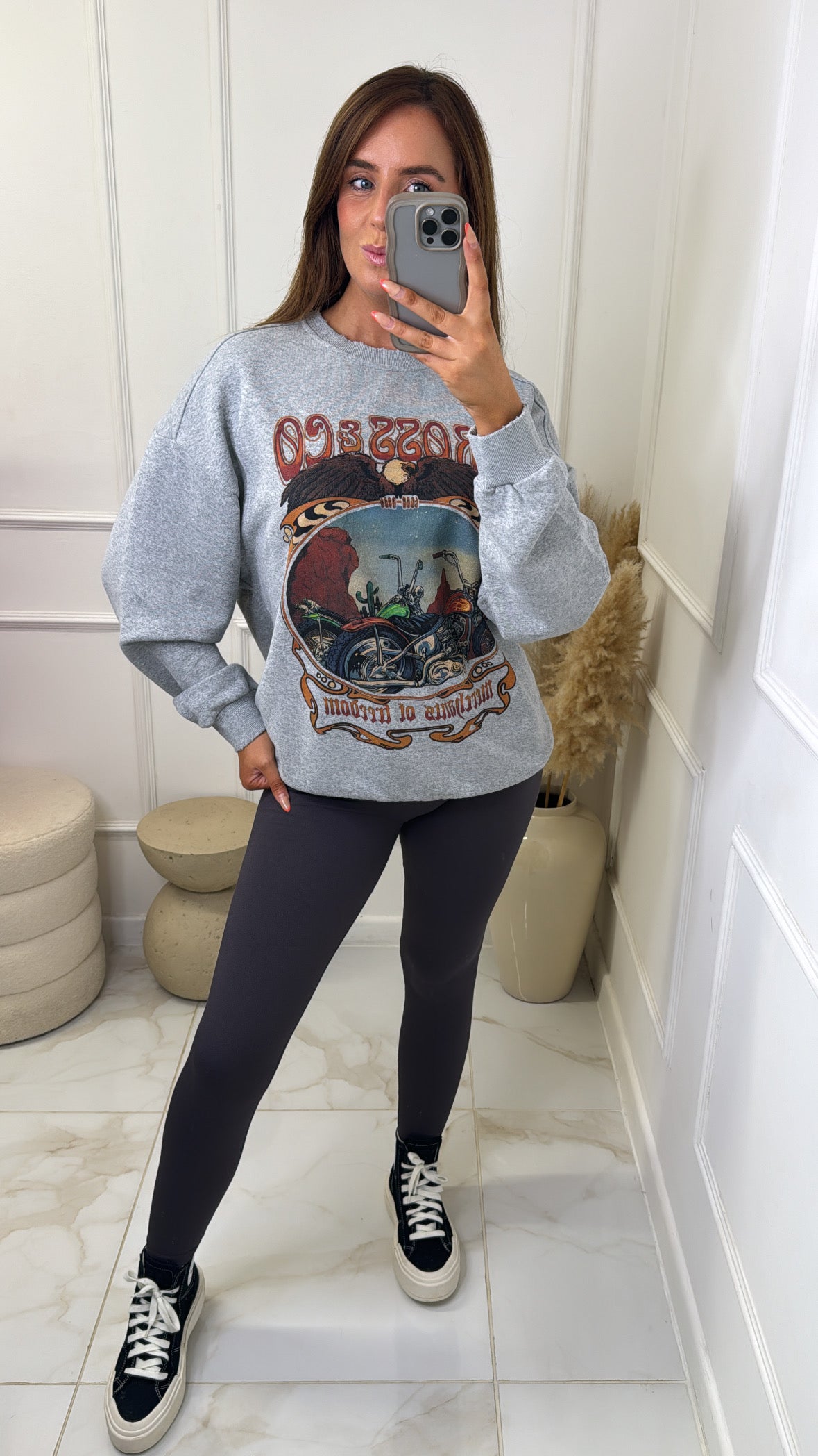 BECCA grey printed sweater