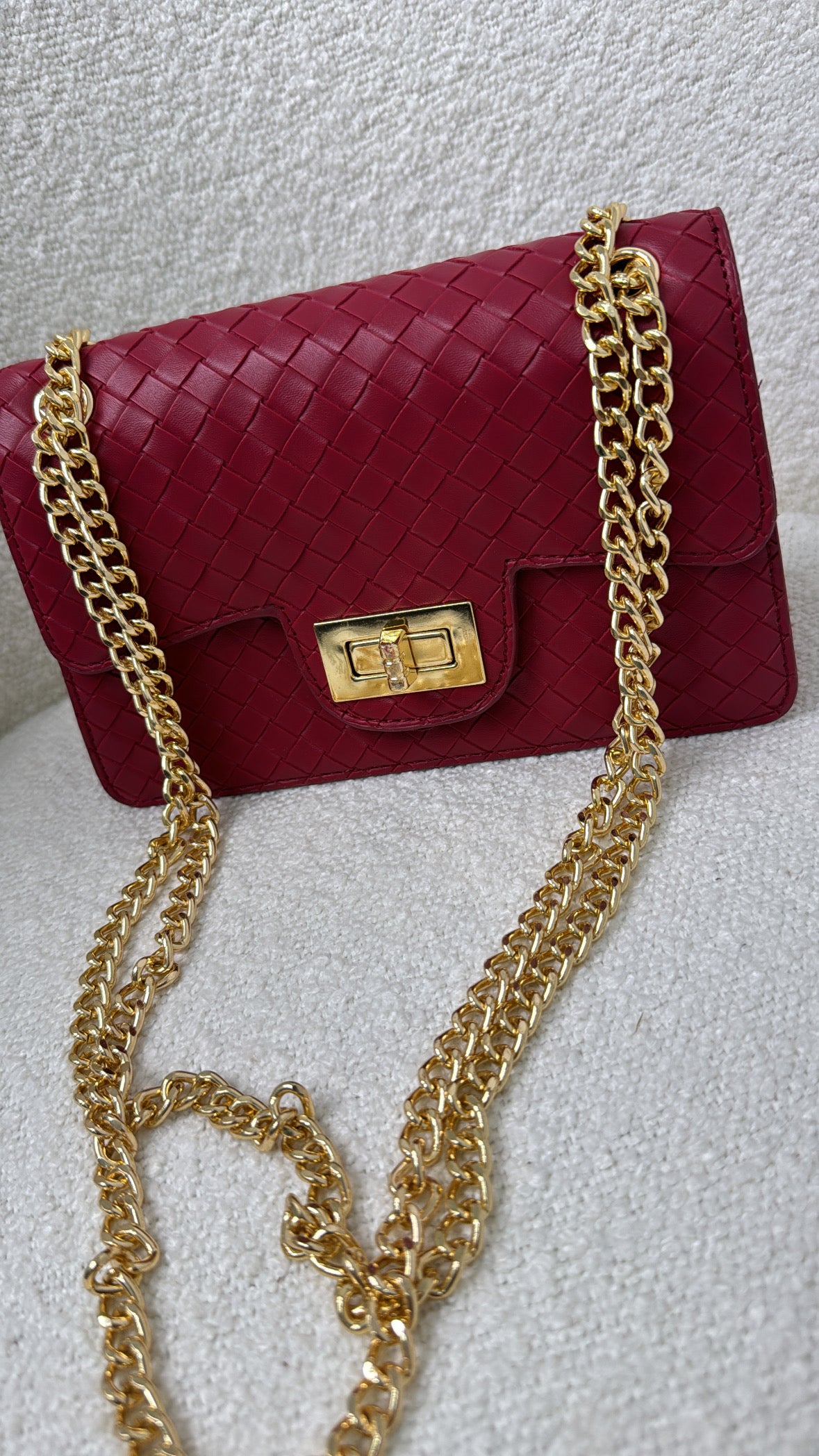 LEXIE red quilted crossbody bag