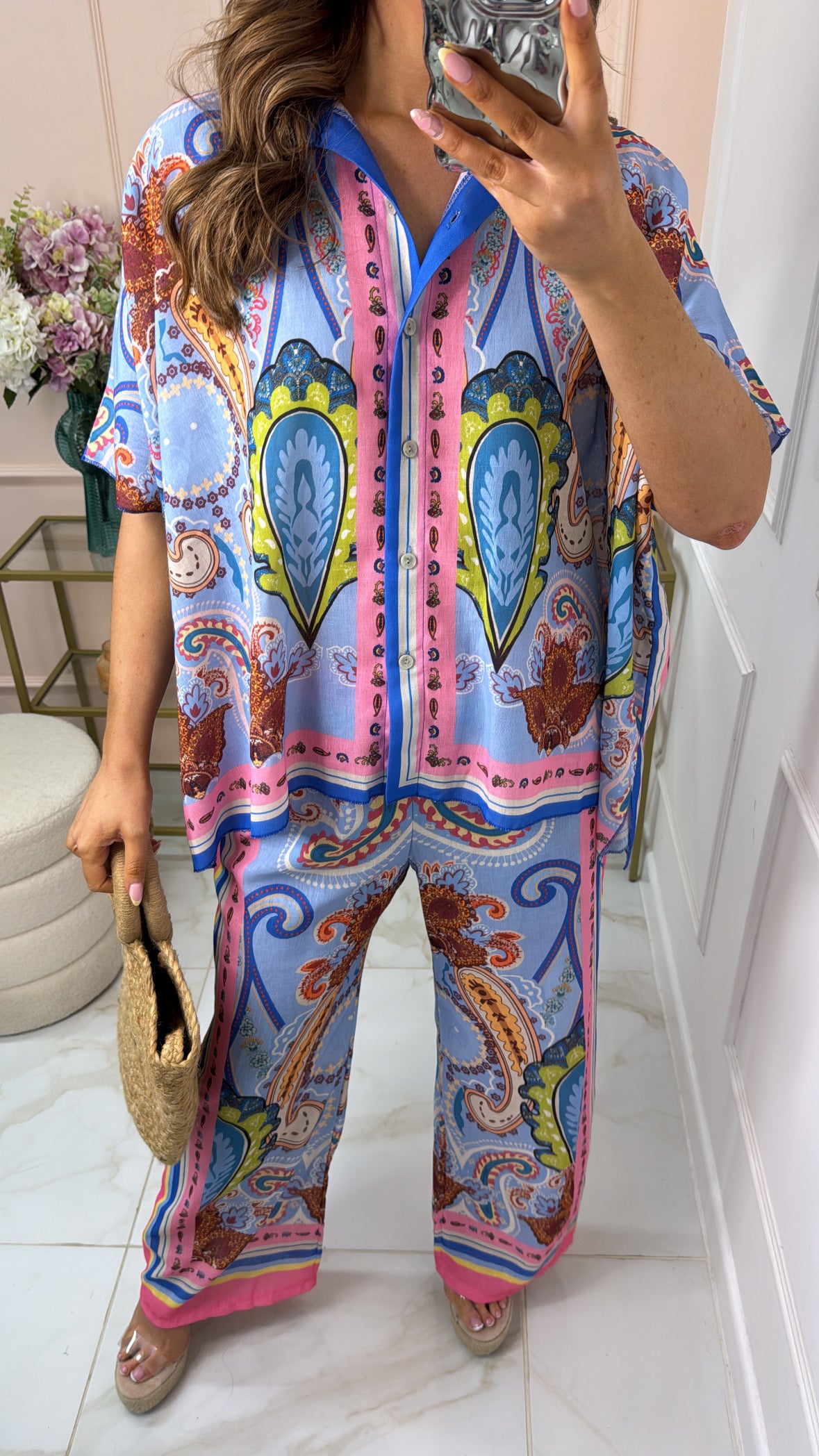 CONNIE blue paisley trouser co-ord