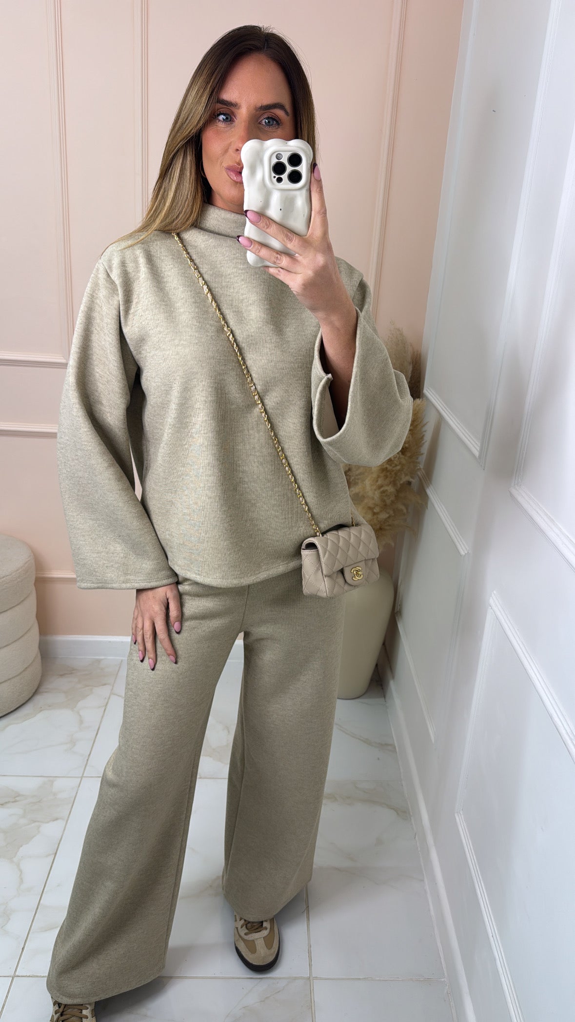 RUBY beige turtle neck lounge set