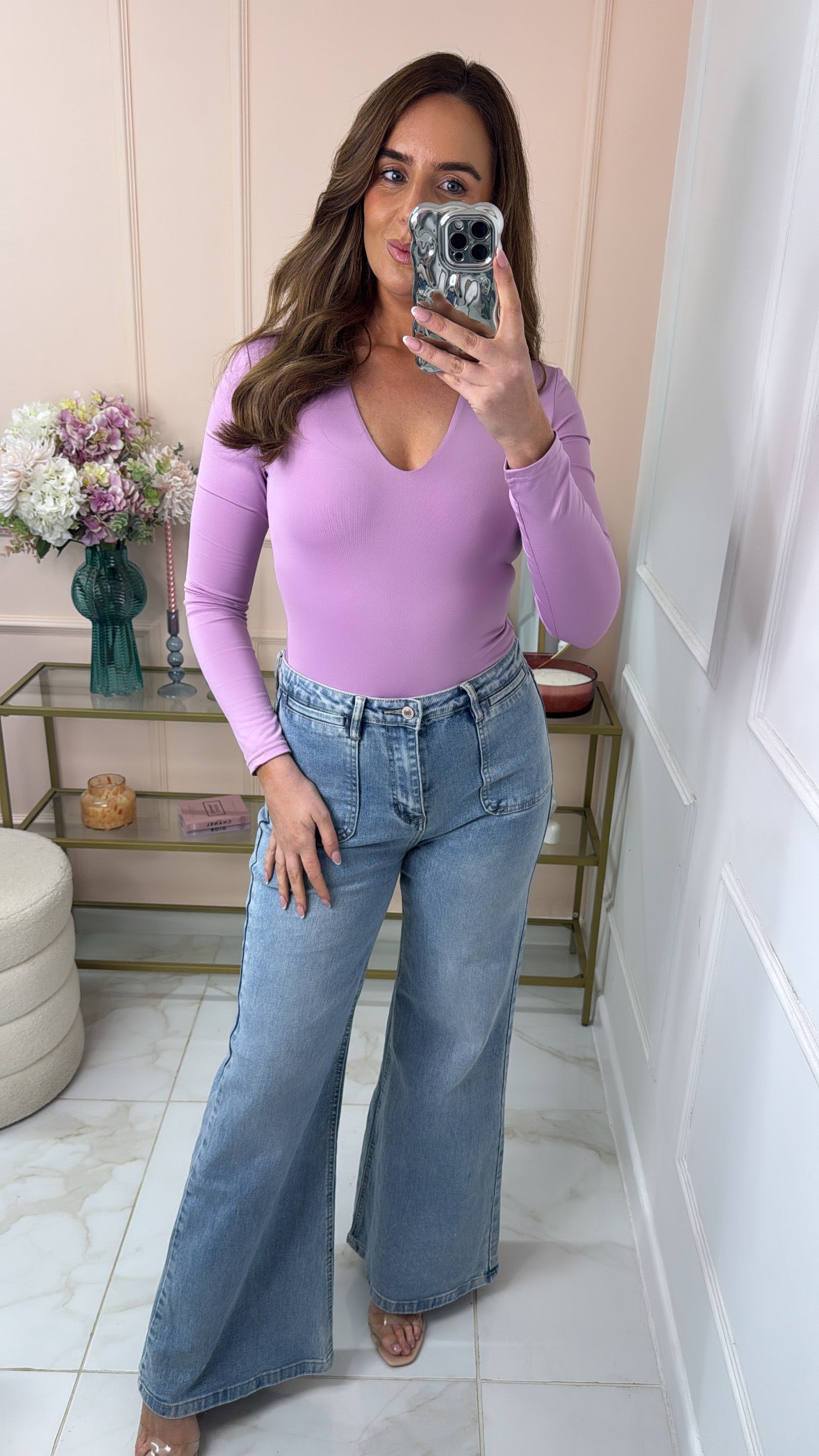 SHARNA light wash kick flare jeans