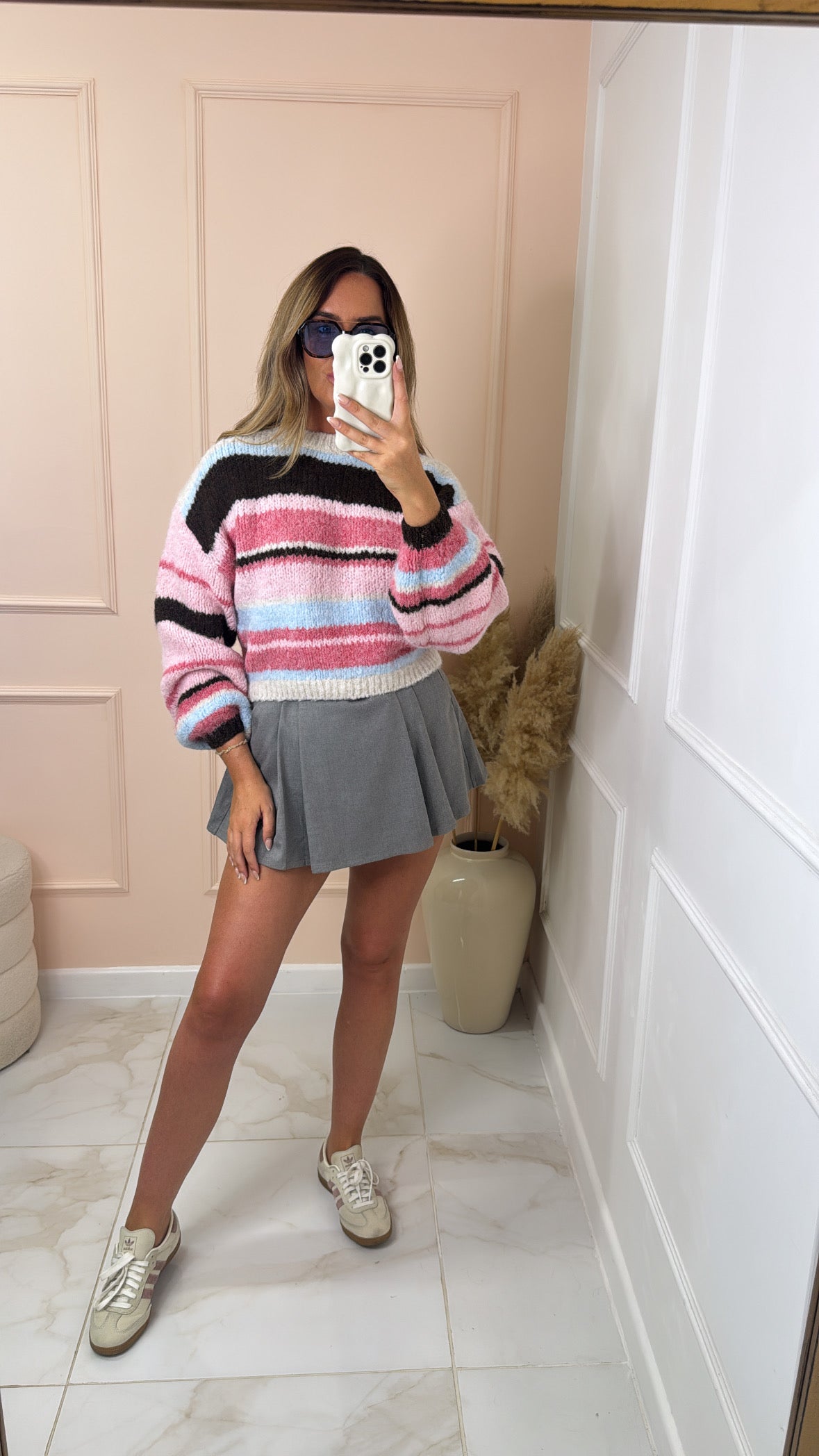 NALA pink stripe chunky knit jumper